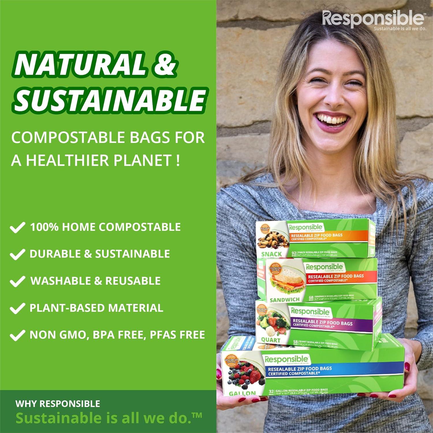 Bolsas Zip Compostables Reutilizables Productos Responsables 26 Unidades