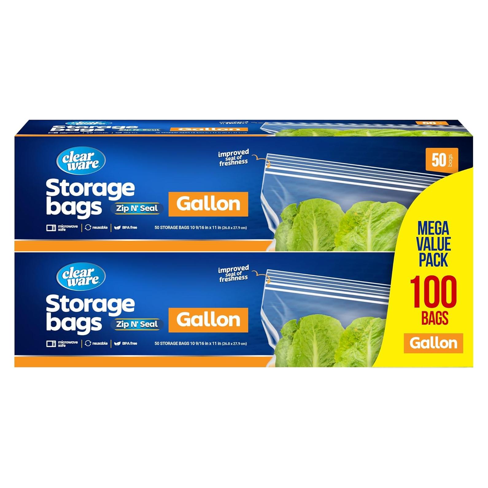 Bolsas de Almacenamiento Reutilizables CLEARWARE - 100 Unidades