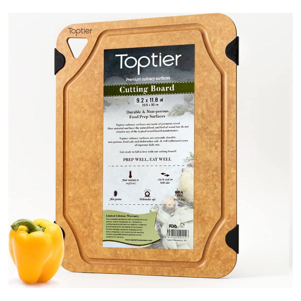 Tabla de Cortar Toptier de Fibra de Madera 29.9x23.6cm Ecológica