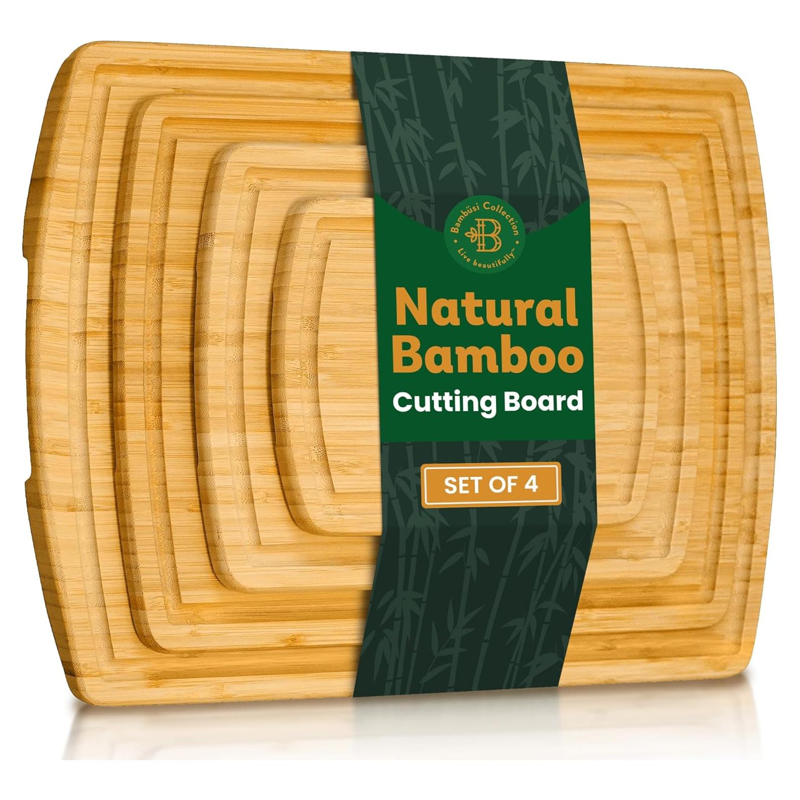 Set de 4 Tablas de Cortar de Bambú con Canal de Jugo - Bambusi