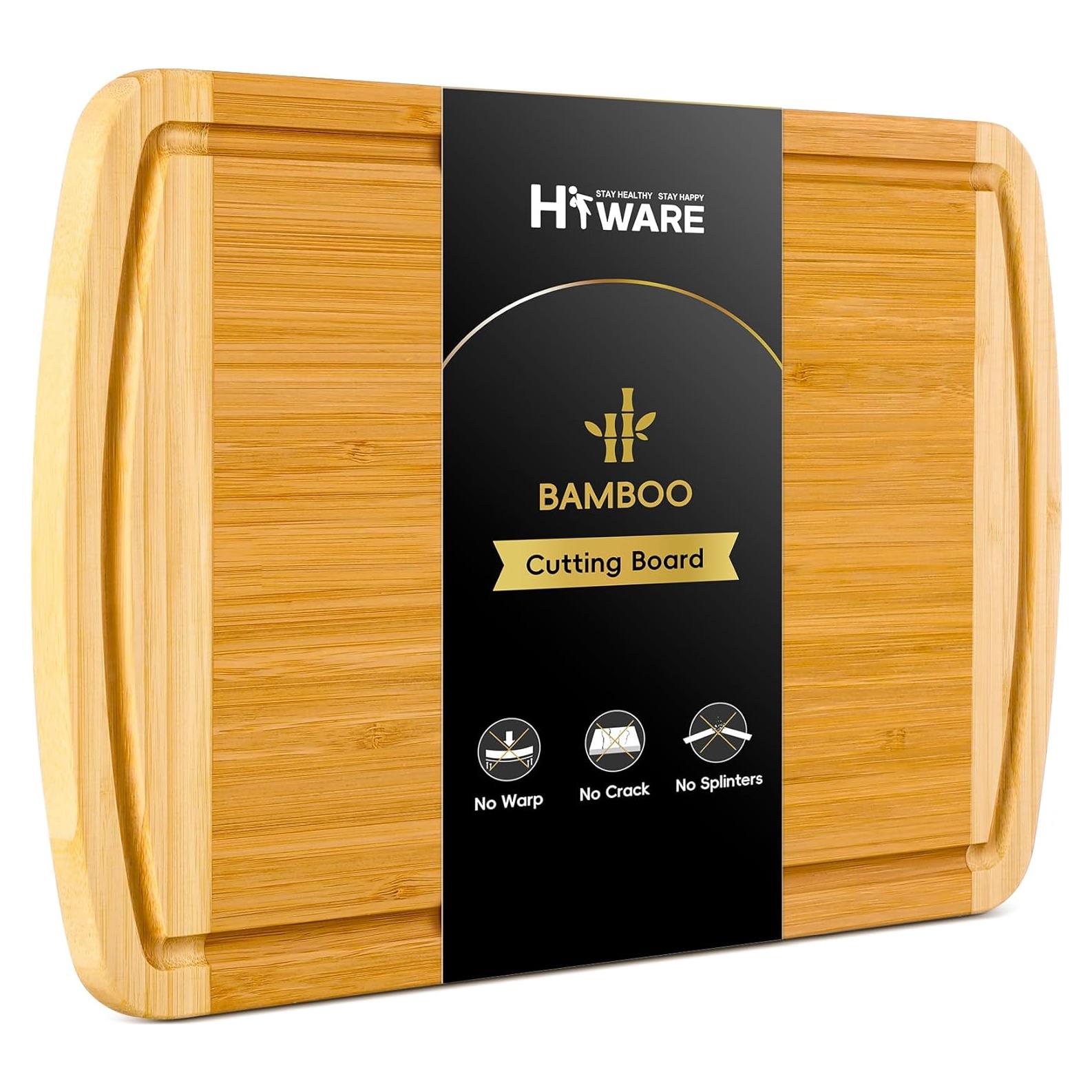 Tabla de Cortar de Bambú HIWARE 40.6x25.4 cm con Canal de Jugo