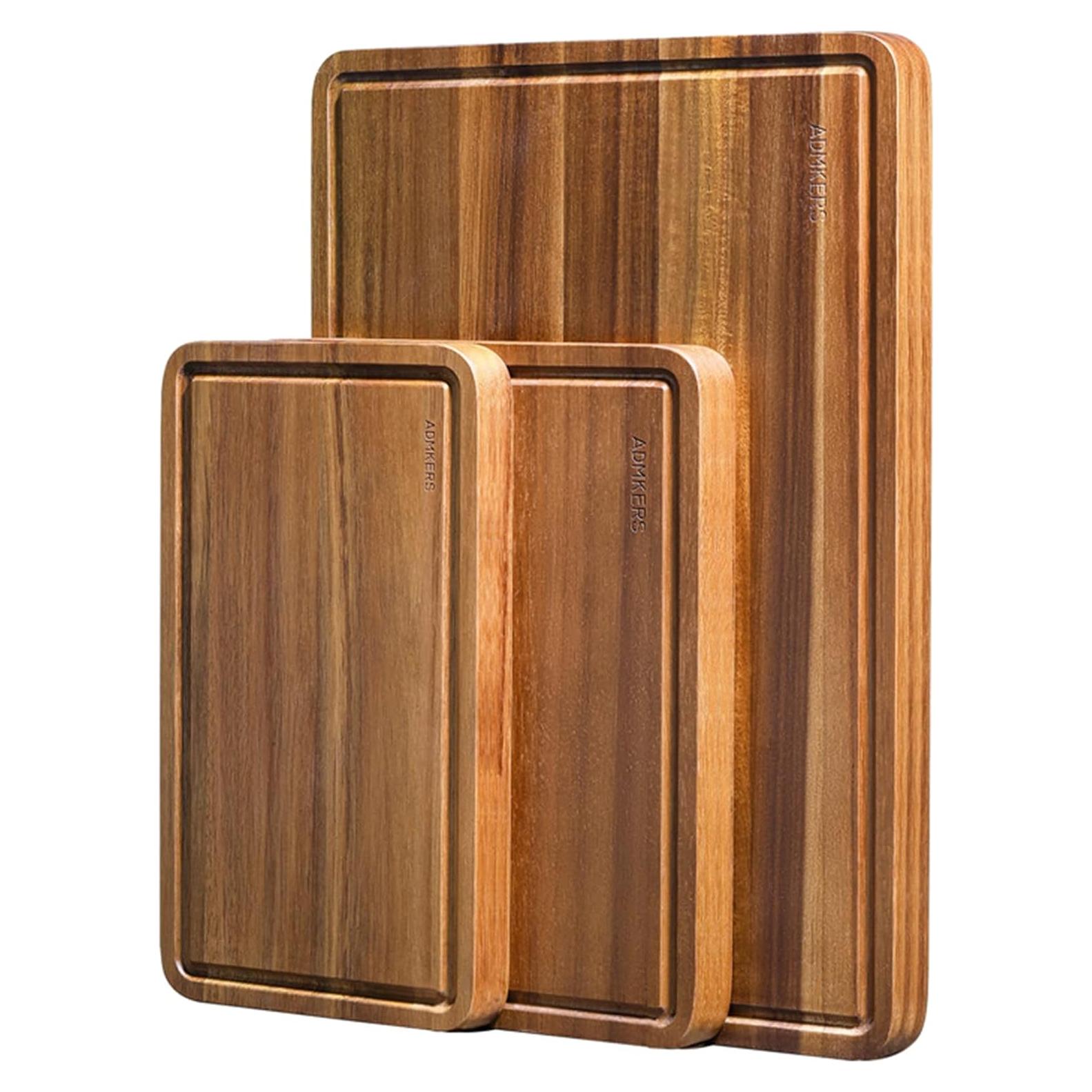 Juego de 3 Tablas de Cortar de Madera Acacia ADMKERS