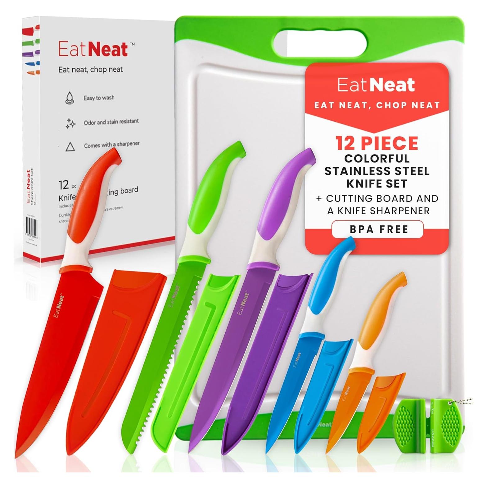 Juego de Cuchillos EatNeat 12 Piezas Acero Inoxidable Multicolor