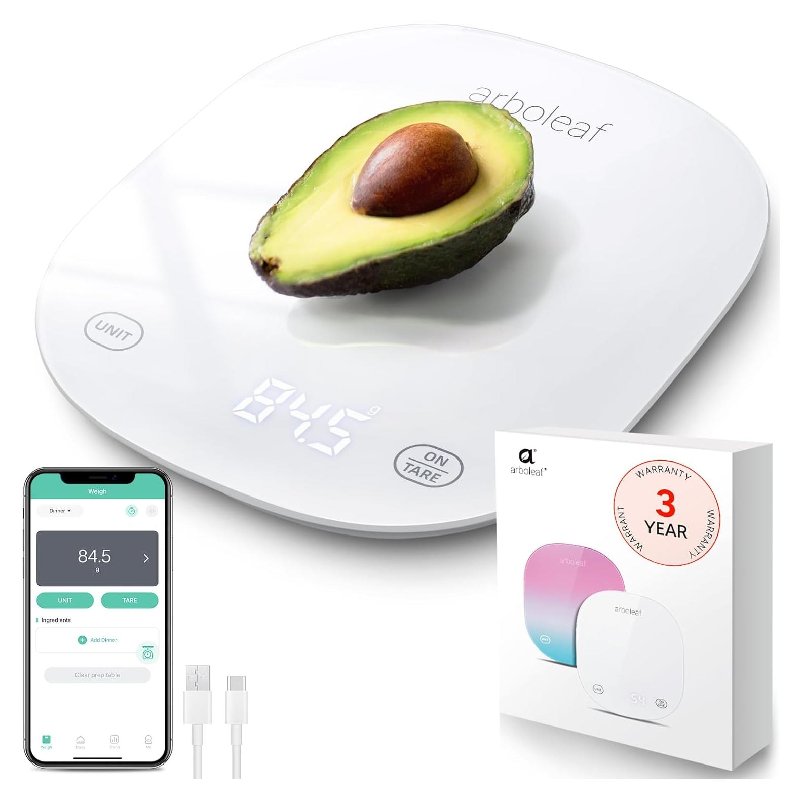 Báscula de Cocina Digital Arboleaf CK10G, 10kg, Recargable USB