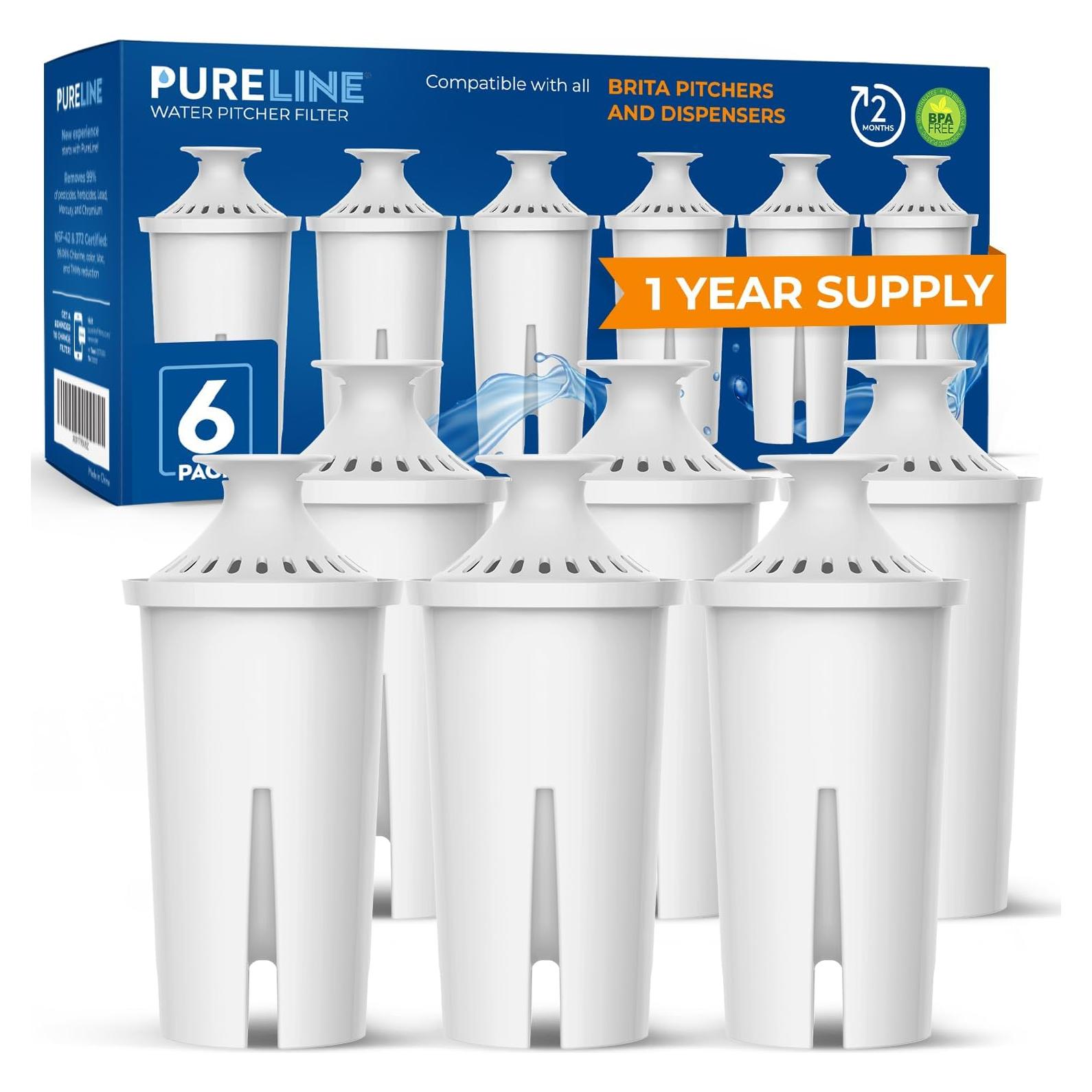 Filtros de Agua Pureline para Jarras Brita - 6 Paquetes