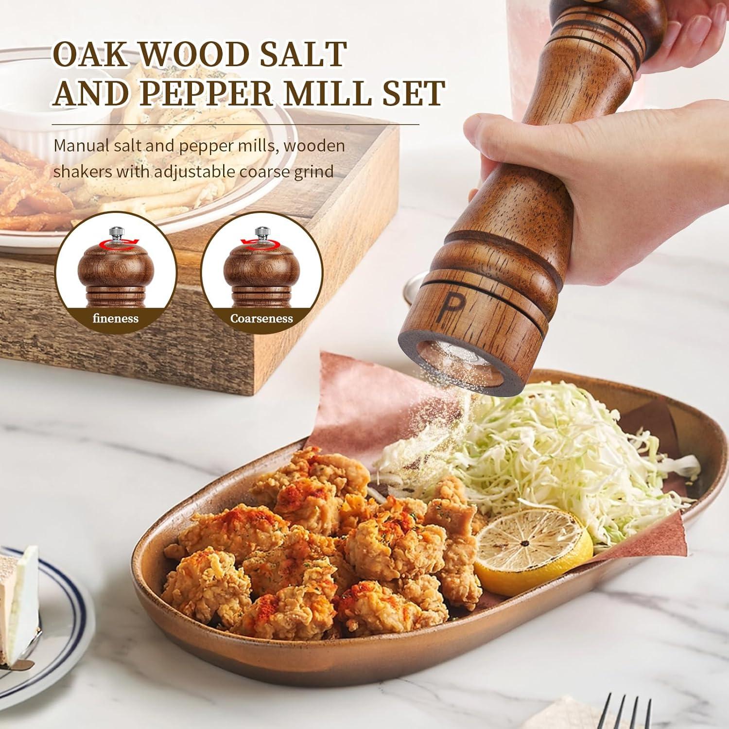 Juego de Molinillos de Sal y Pimienta Haomacro 20.32 cm Madera