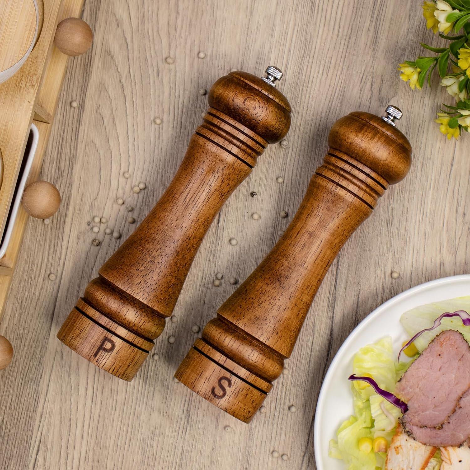 Juego de Molinillos de Sal y Pimienta Haomacro 20.32 cm Madera