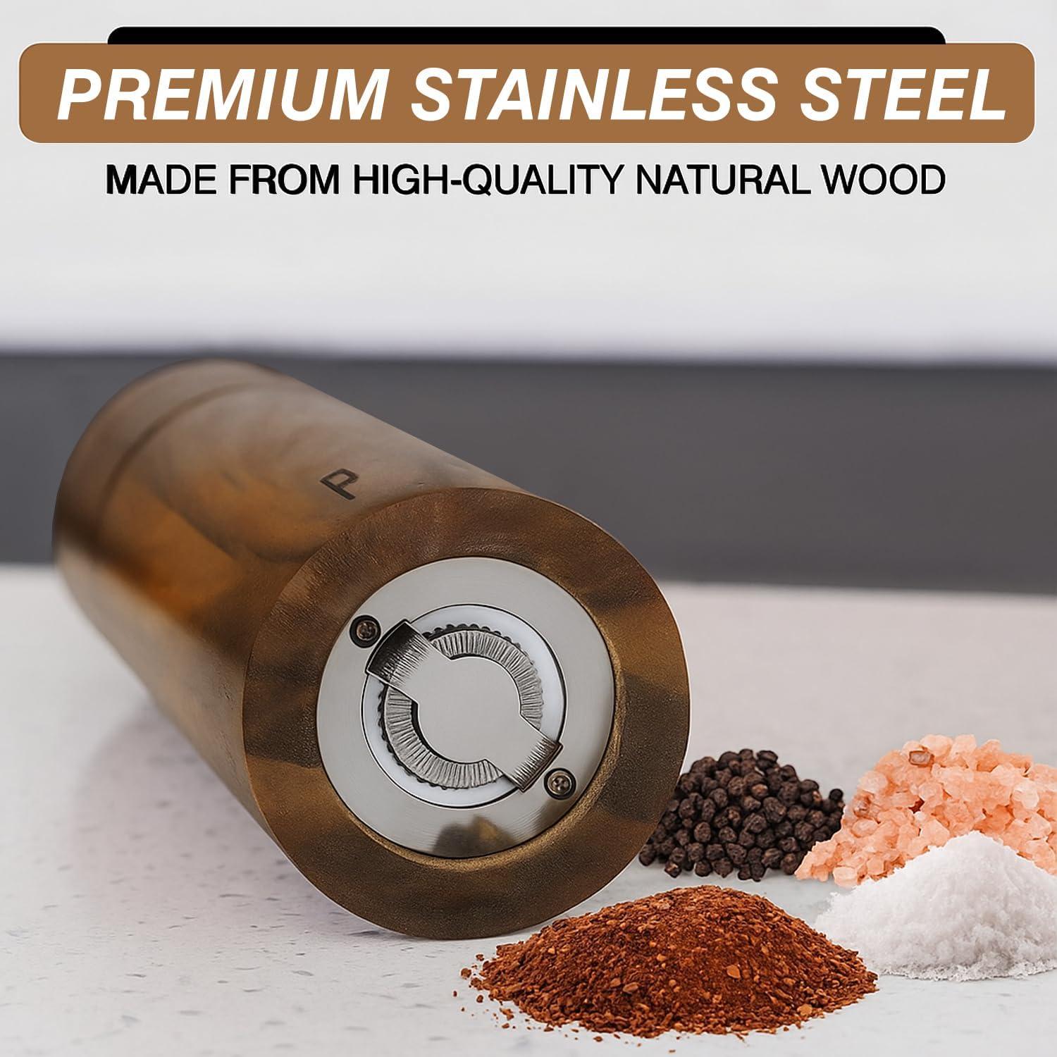 Juego de Molinillos de Sal y Pimienta de Madera Acacia 20 cm