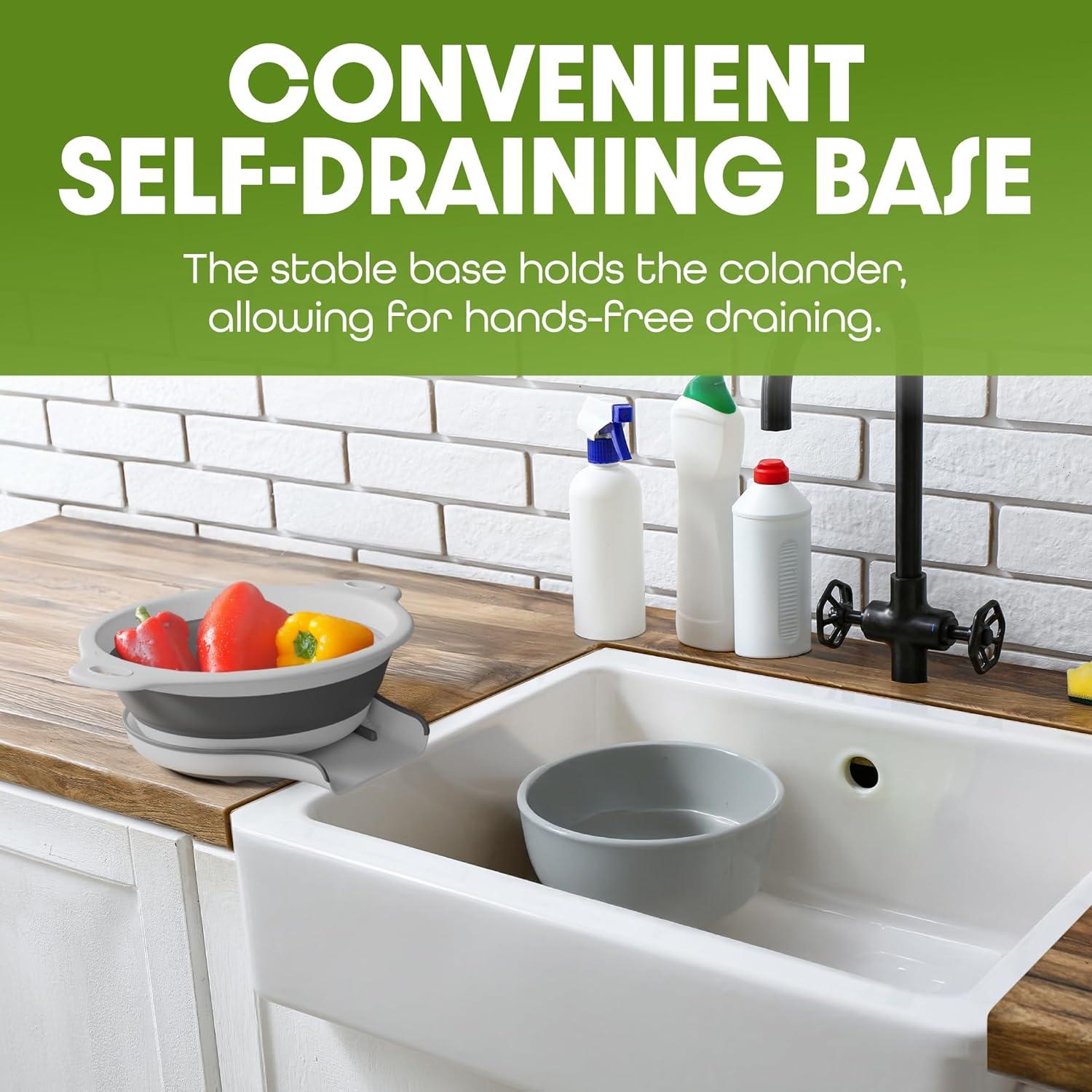 Colador Plegable Gevoli con Base Drenante 34.3x29.2 cm Blanco