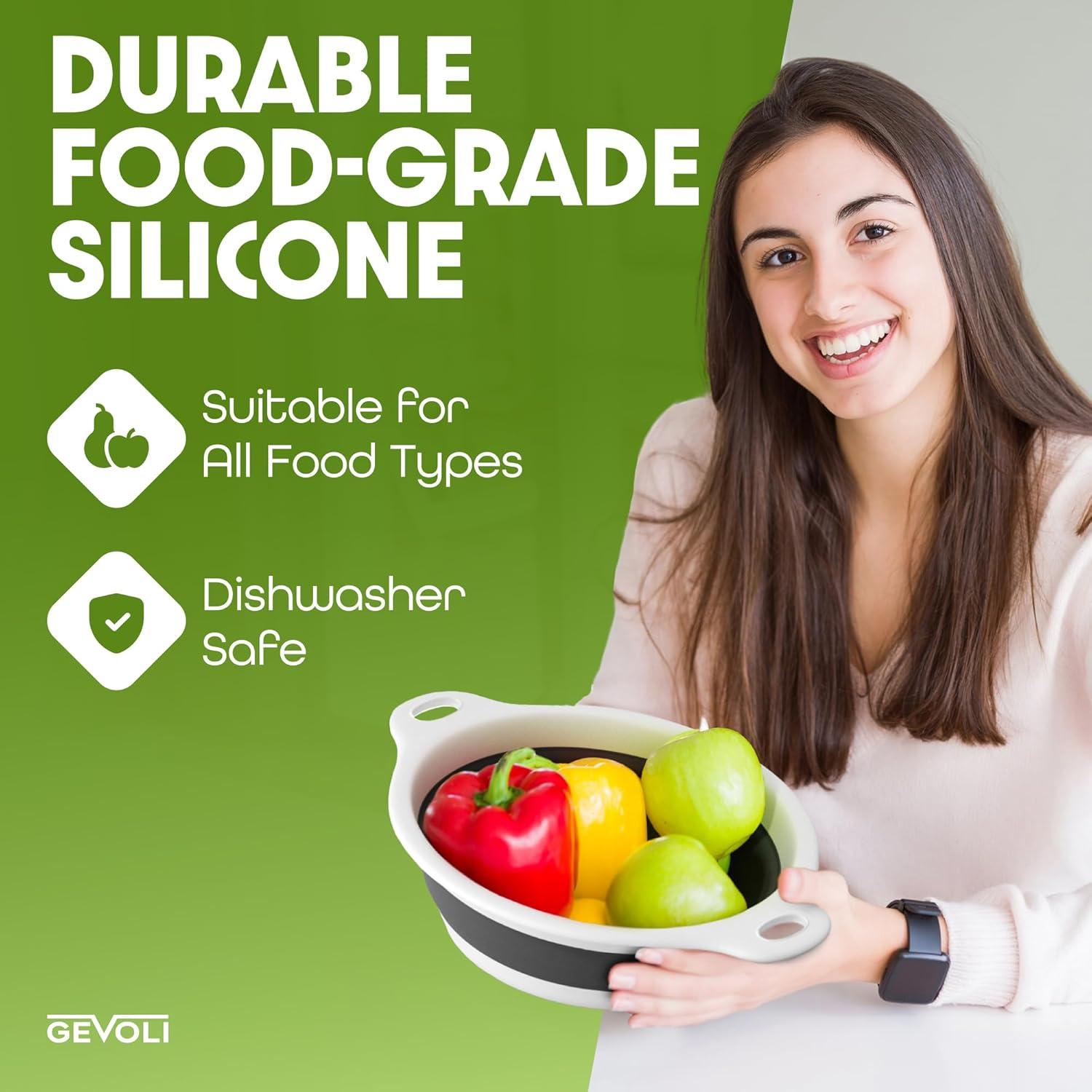 Colador Plegable Gevoli con Base Drenante 34.3x29.2 cm Blanco