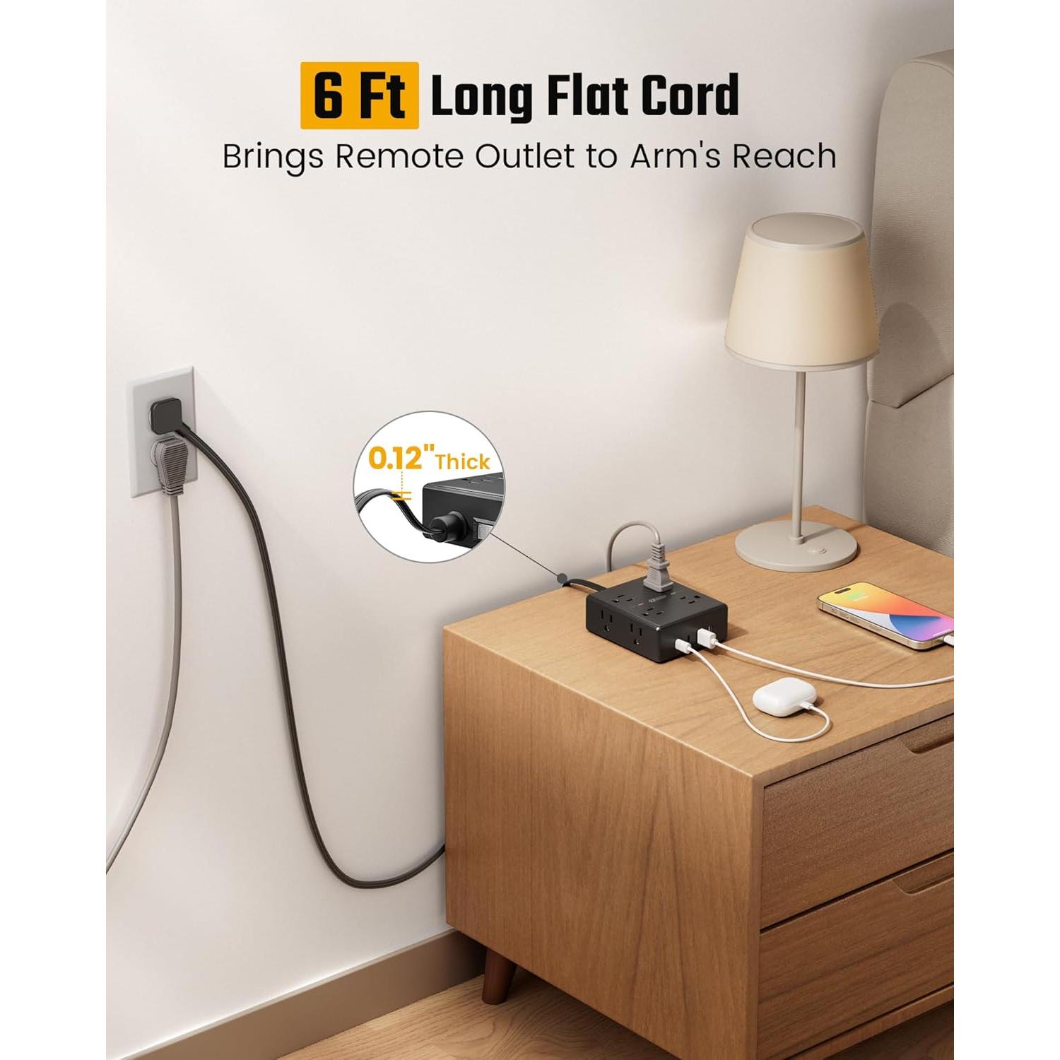 Regleta de Protección 8 Salidas y 4 USB C Superdany 1.83m