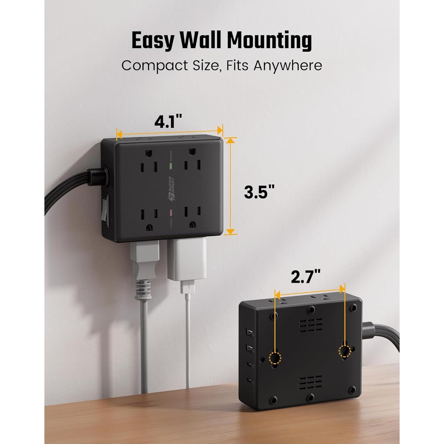 Regleta de Protección 8 Salidas y 4 USB C Superdany 1.83m