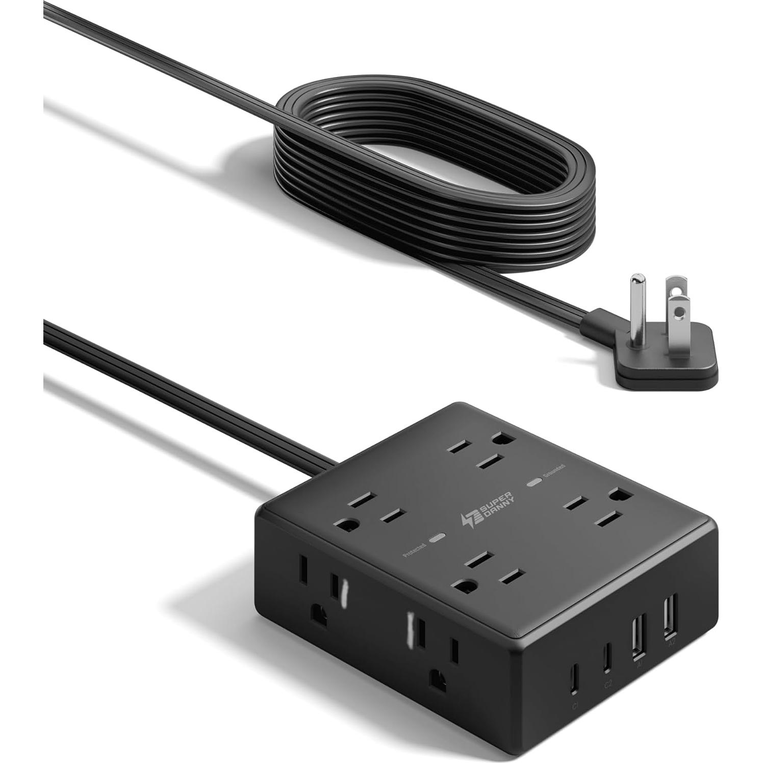 Regleta de Protección 8 Salidas y 4 USB C Superdany 1.83m