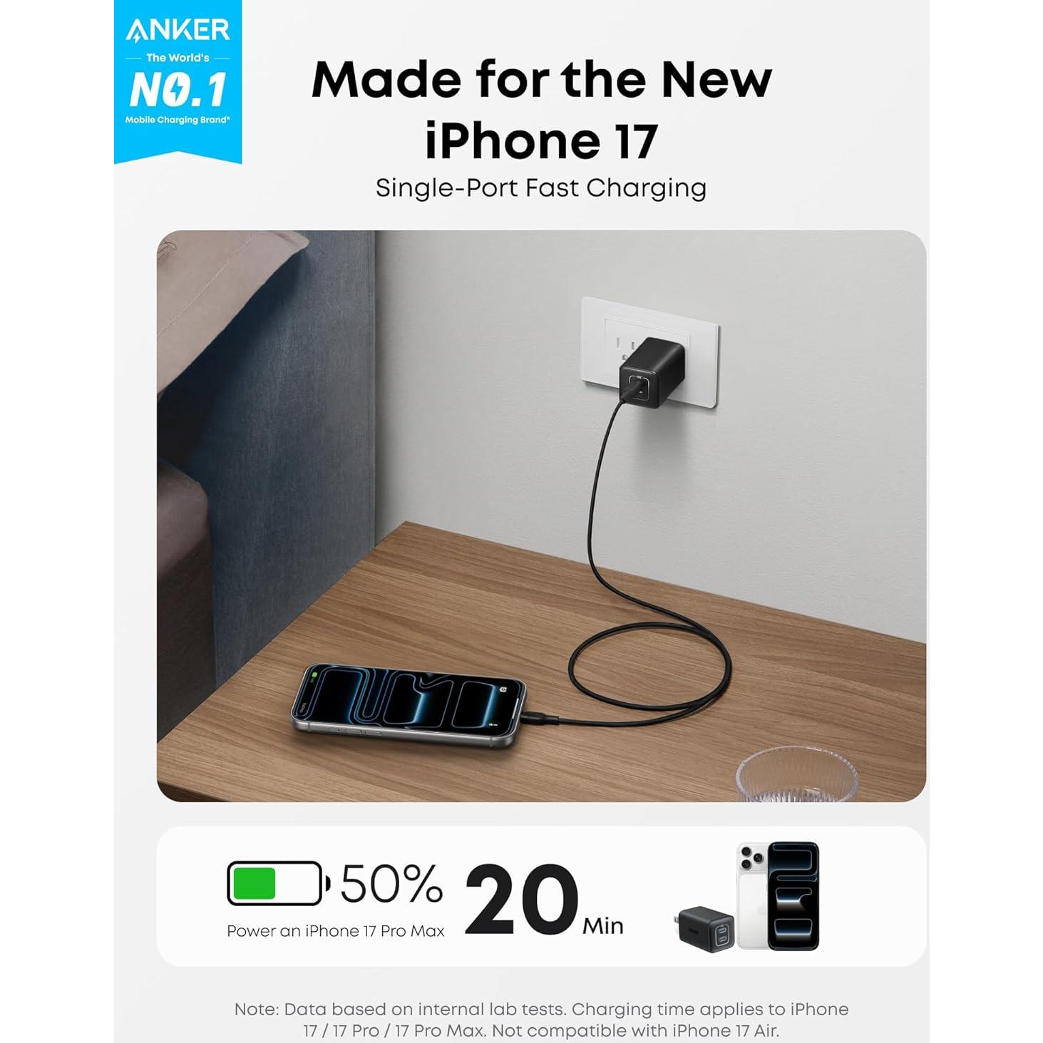 Cargador Anker Nano 3 47W USB-C Plegable para iPhone y MacBook