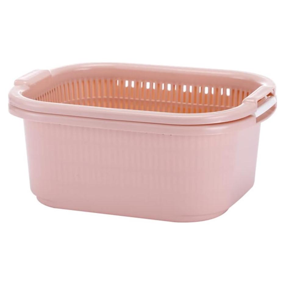 Colador de Verduras Doble Capa Hemoton Rosa 33x26cm