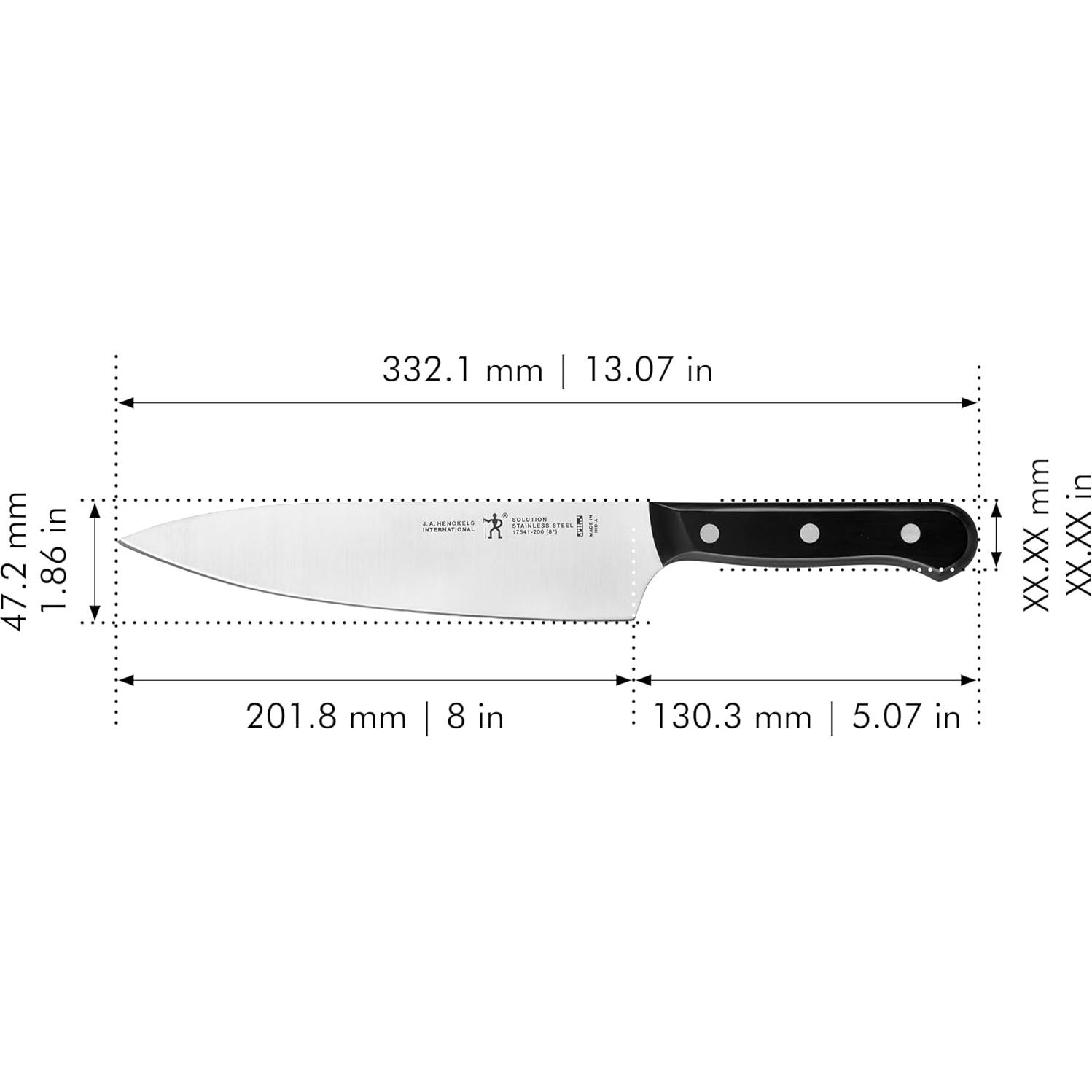 Cuchillo de Chef Henckels 20.32 cm Acero Inoxidable Negro