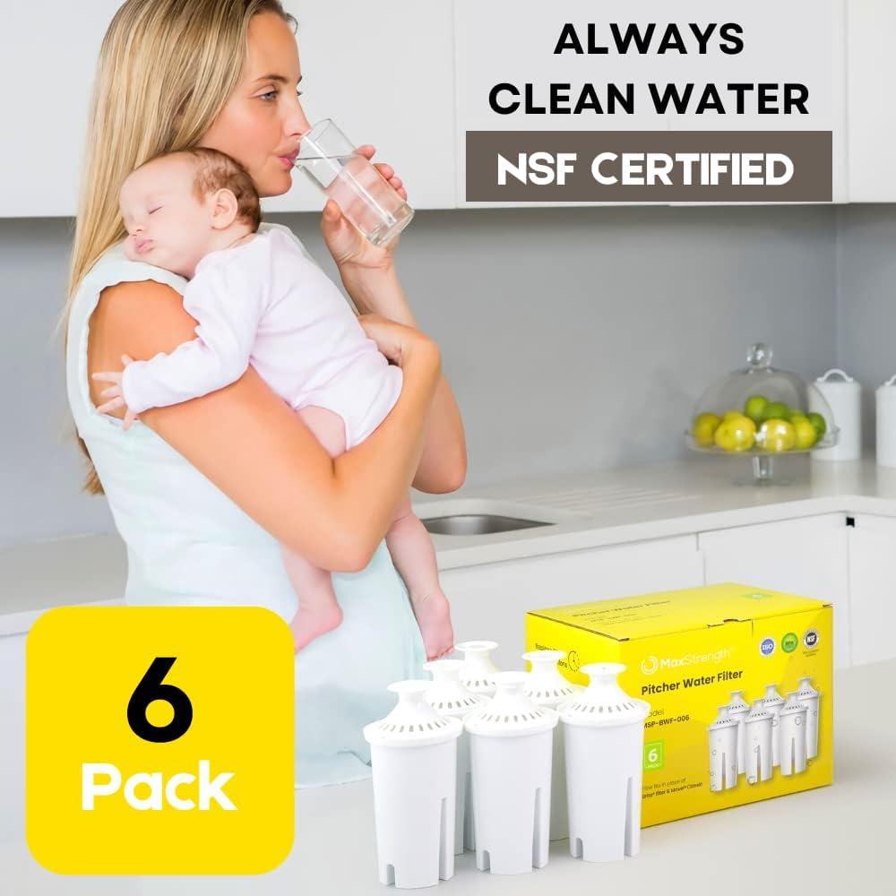 Filtro de Agua Max Strength Pro para Jarras Brita y Mavea, 6 Unidades