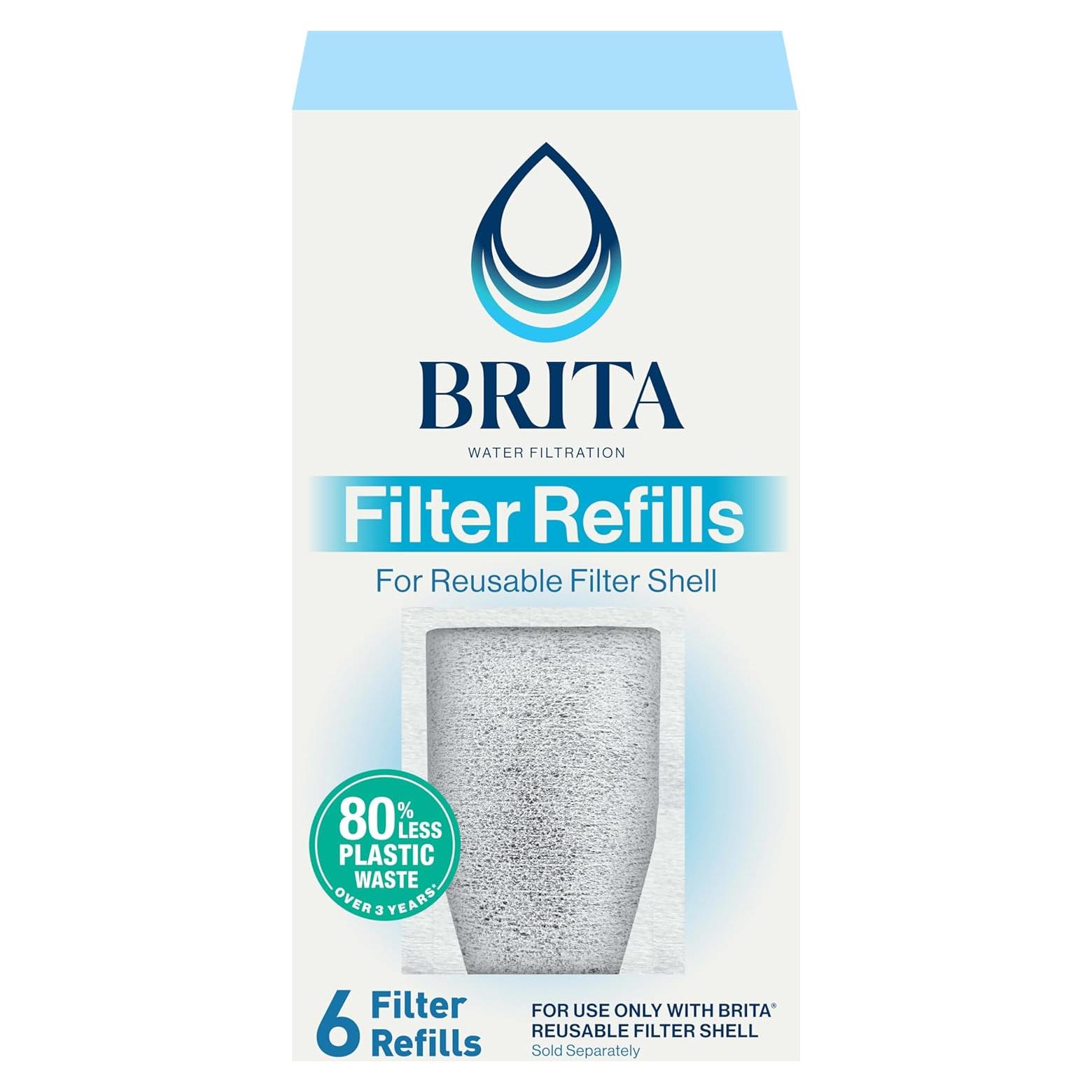 Paquete de 6 Recargas de Filtro Reutilizable Brita - Reduce Cloro