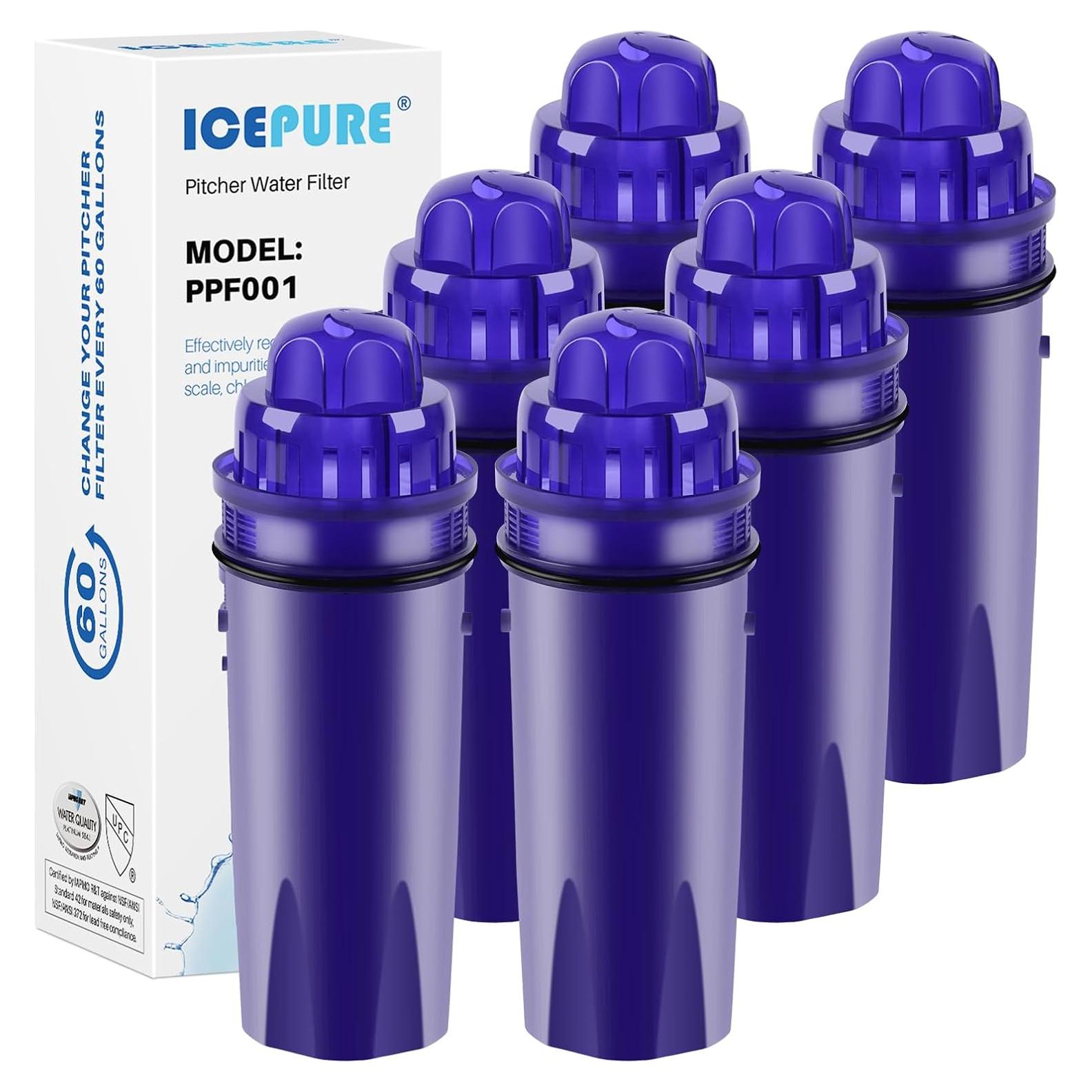 Filtro de Agua de Jarra ICEPURE PPF001 Reemplazo PUR 6 Pack