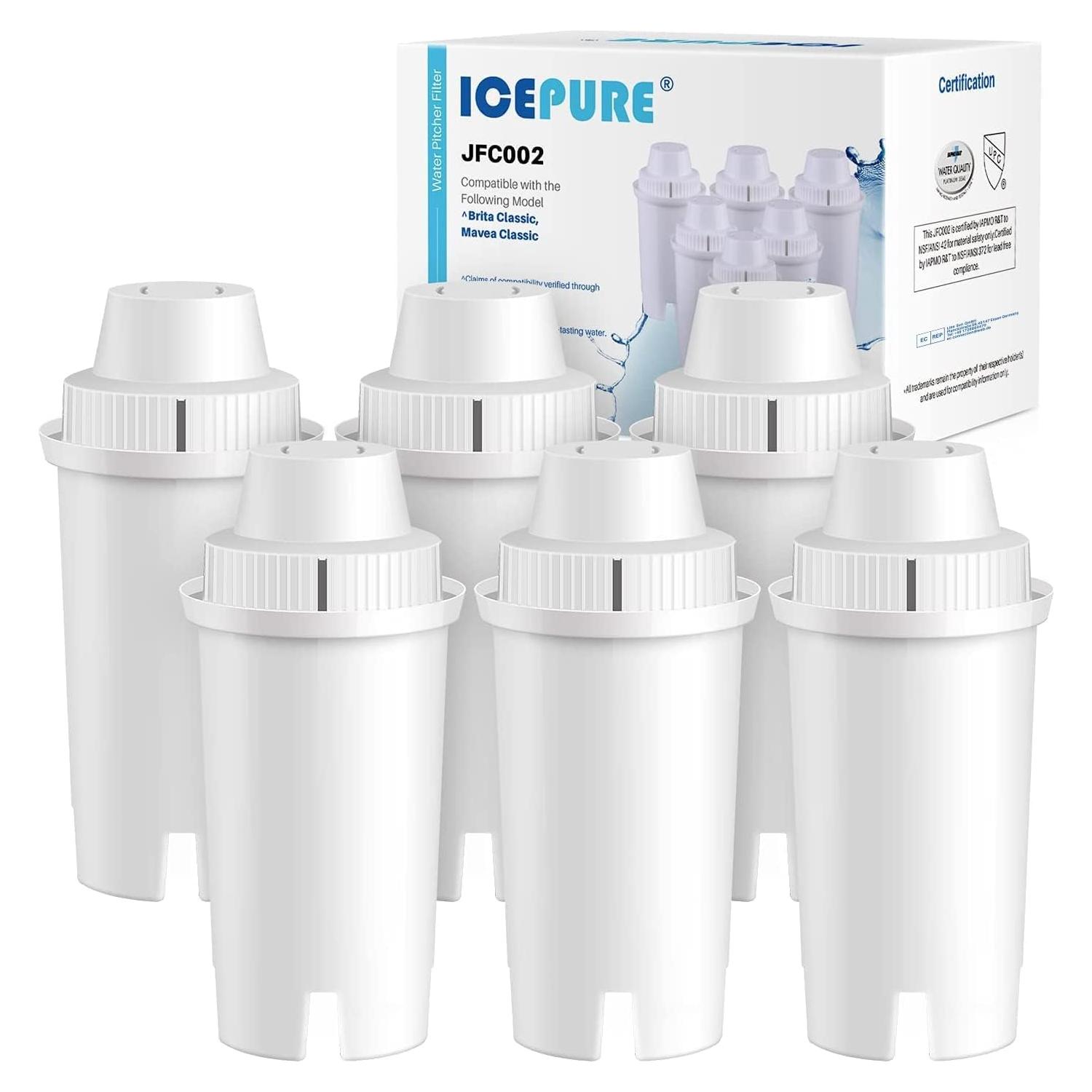 Filtro de Agua ICEPURE para Jarras Brita - 6 Unidades, NSF