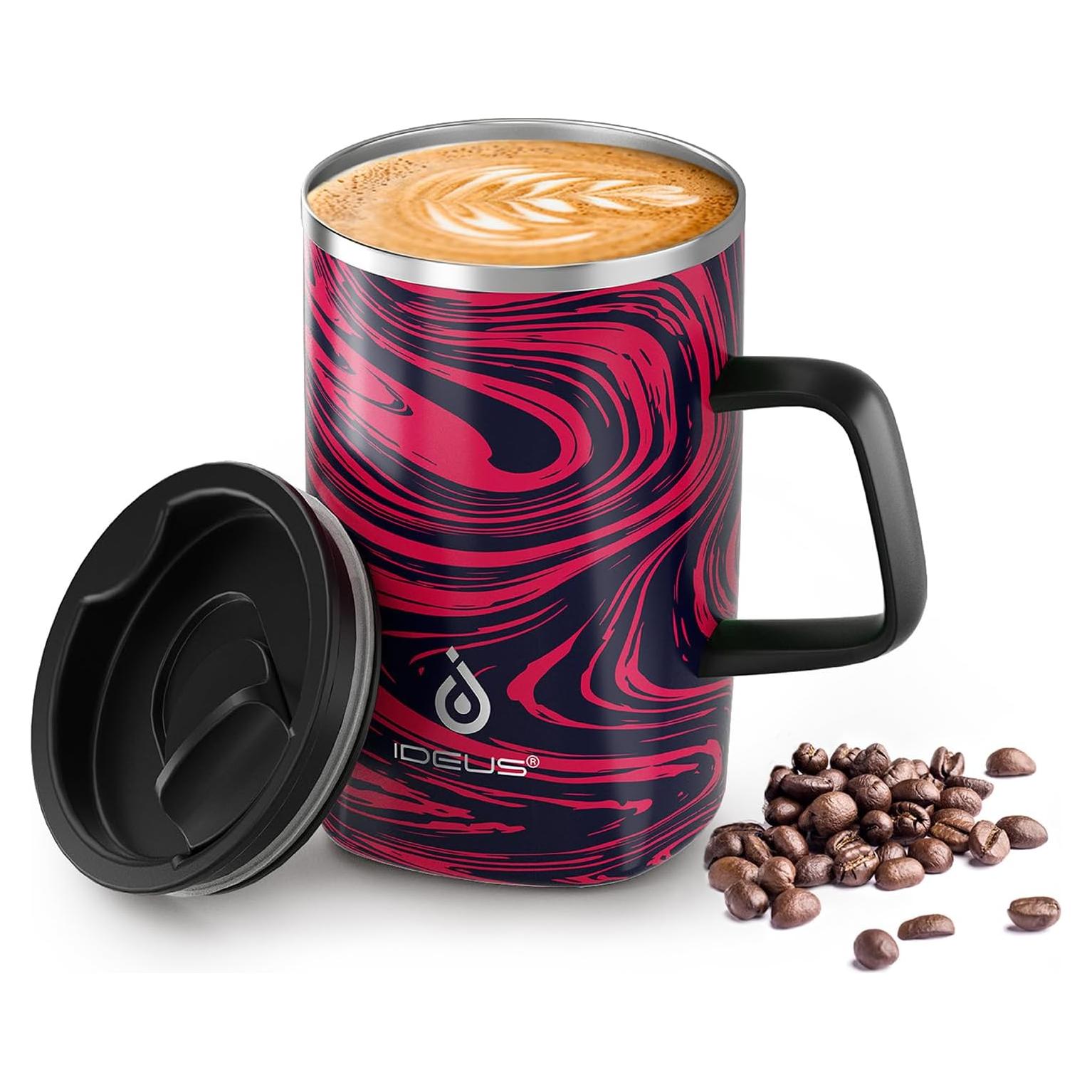 Taza Aislada Ideus 470ml Acero Inoxidable Cebra Roja