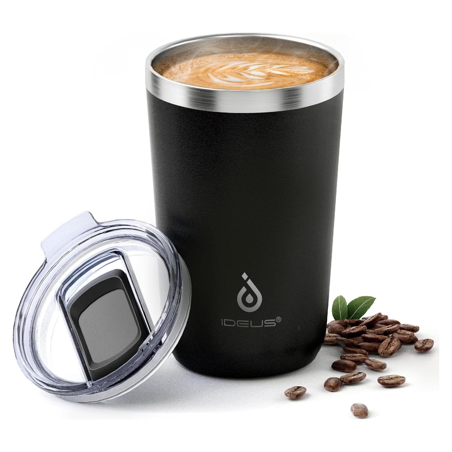 Taza de Café Aislada Ideus 20 oz Acero Inoxidable Negro
