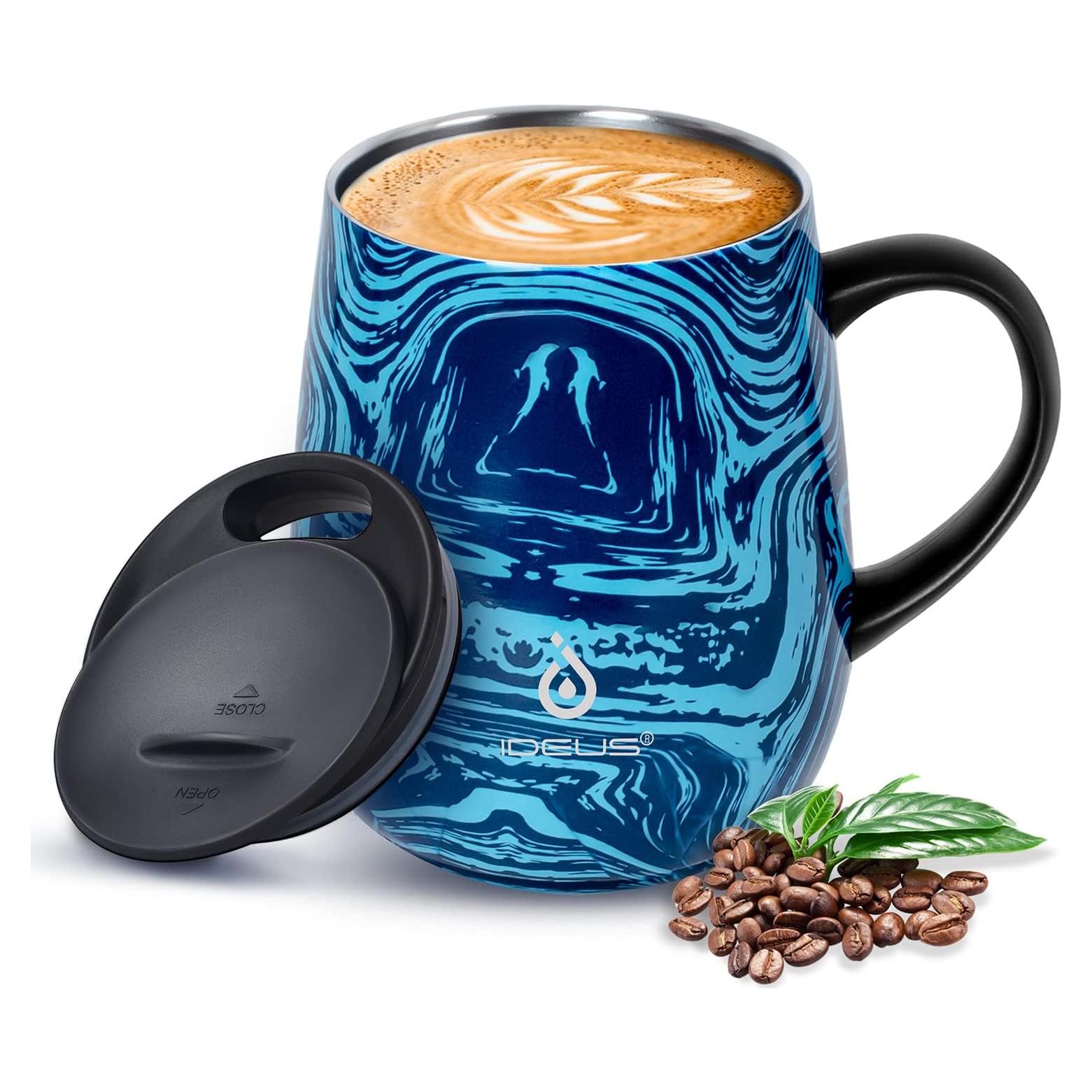 Taza de Café Aislada Ideus 0.47L Doble Pared Cebra Azul