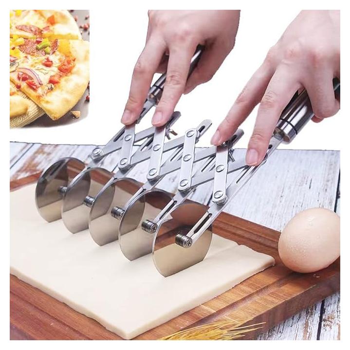 Cortador de Pizza y Fideos MTOMDY de Acero Inoxidable 5 Ruedas