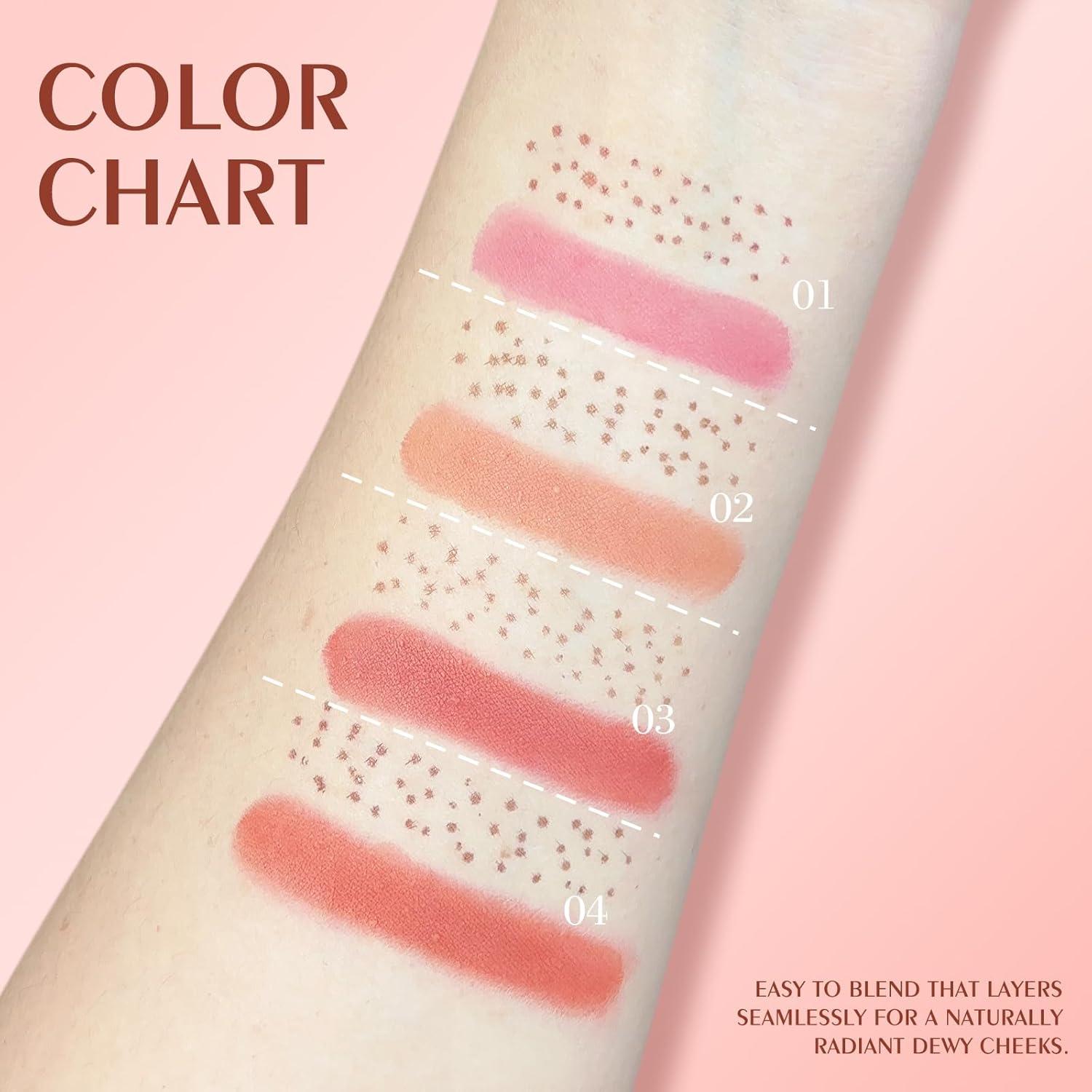 Lápiz de Rubor 2 en 1 FREEORR con Sello de Pecas, 4 Colores