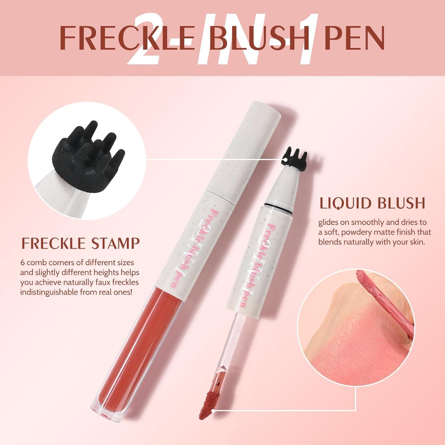 Lápiz de Rubor 2 en 1 FREEORR con Sello de Pecas, 4 Colores