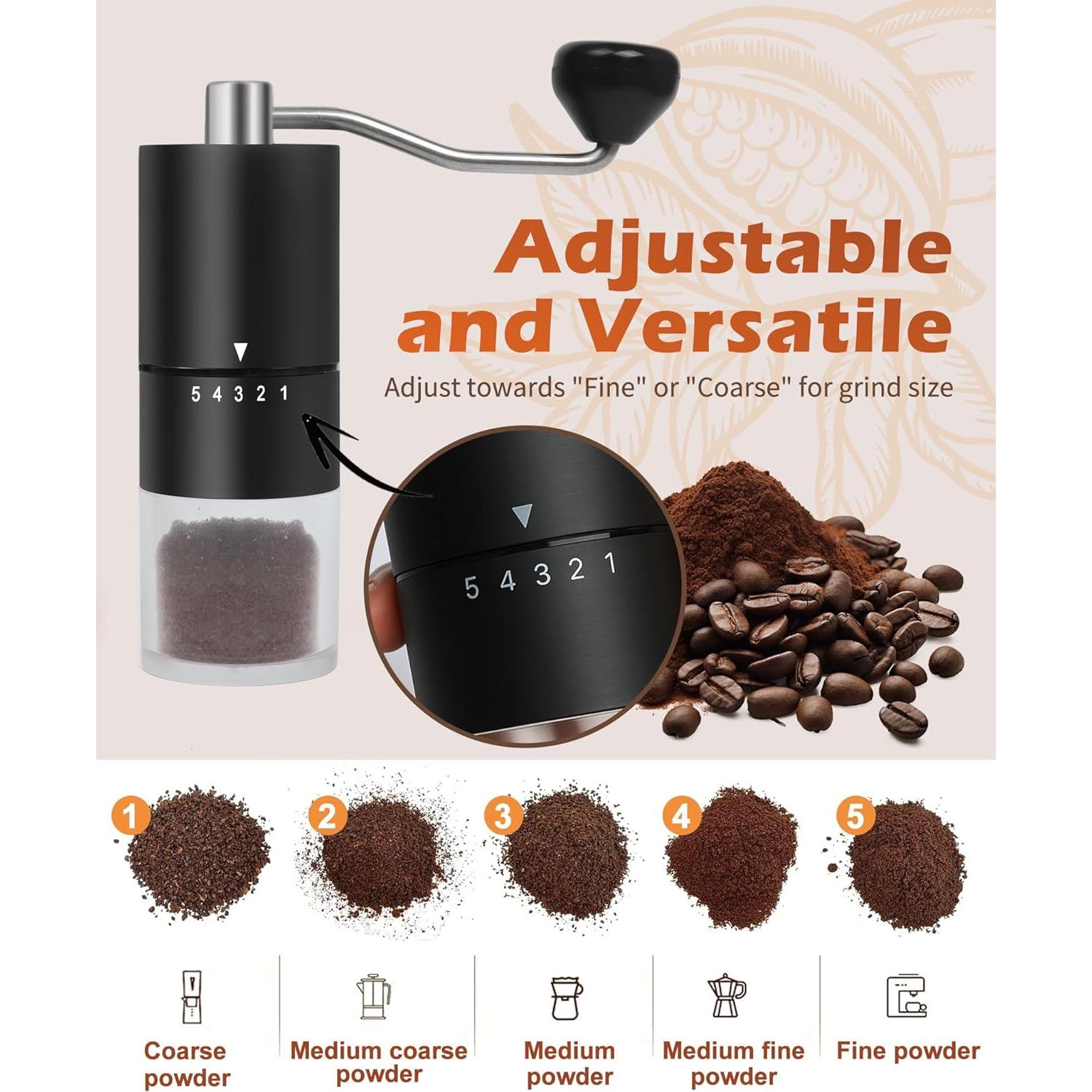 Molino de Café Manual Rsoilch con Muela Cerámica 5 Ajustes