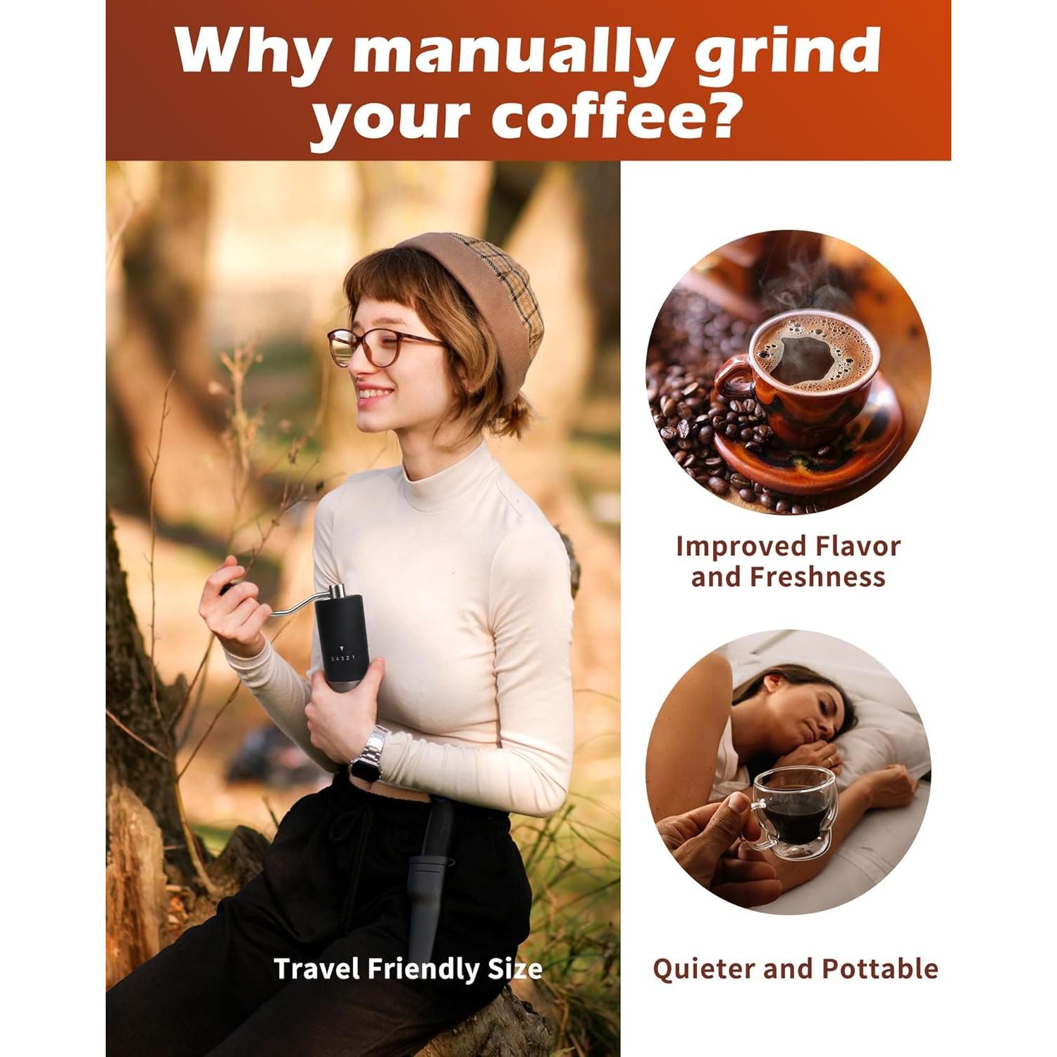 Molino de Café Manual Rsoilch con Muela Cerámica 5 Ajustes