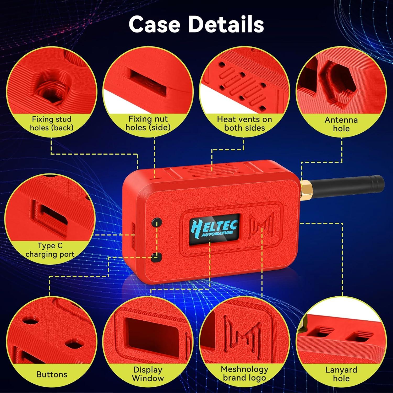 Funda Protectora para Módulo LoRa ESP32 V3 Meshnology Roja