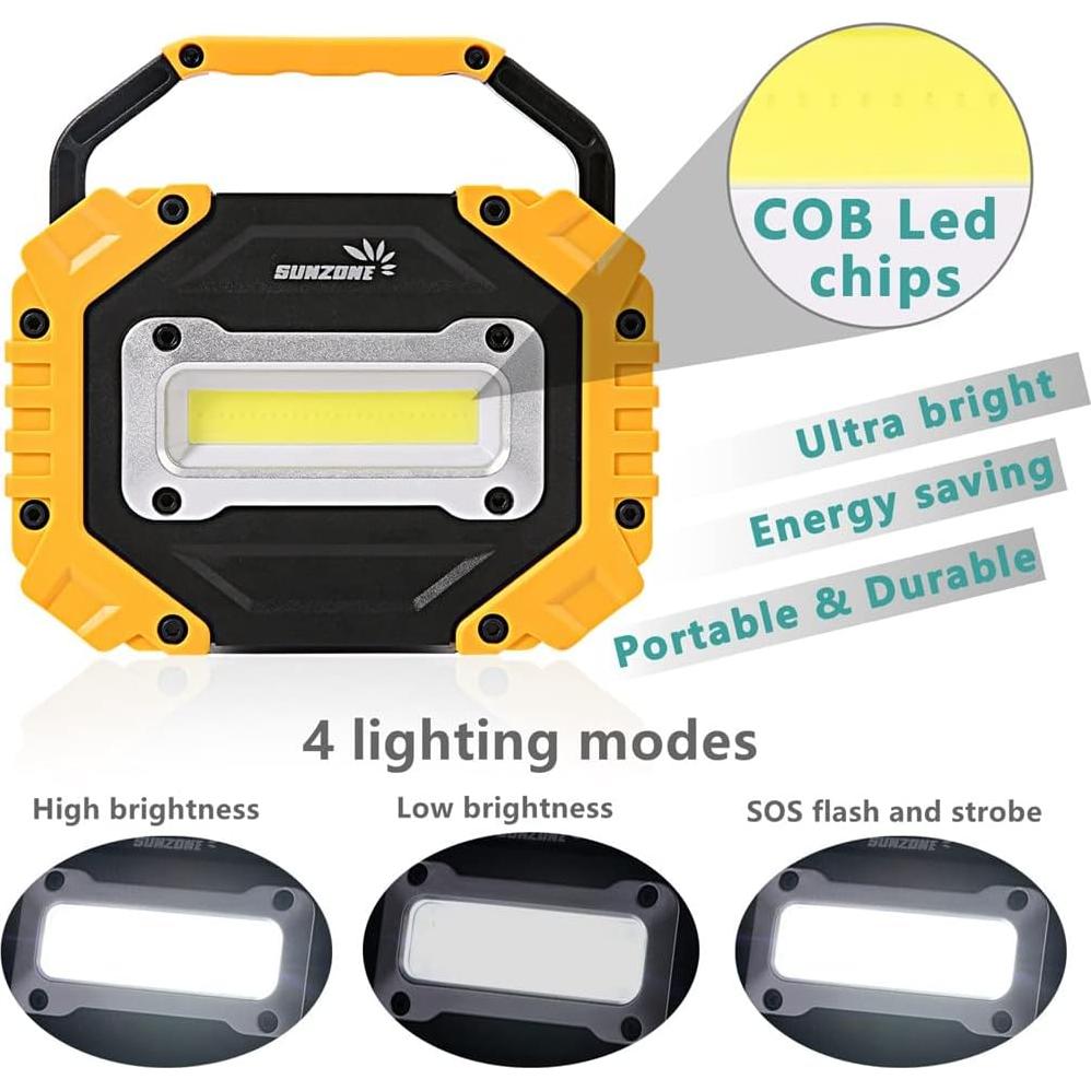Luz de Trabajo LED Portátil Sunzone 750 Lúmenes Amarillo