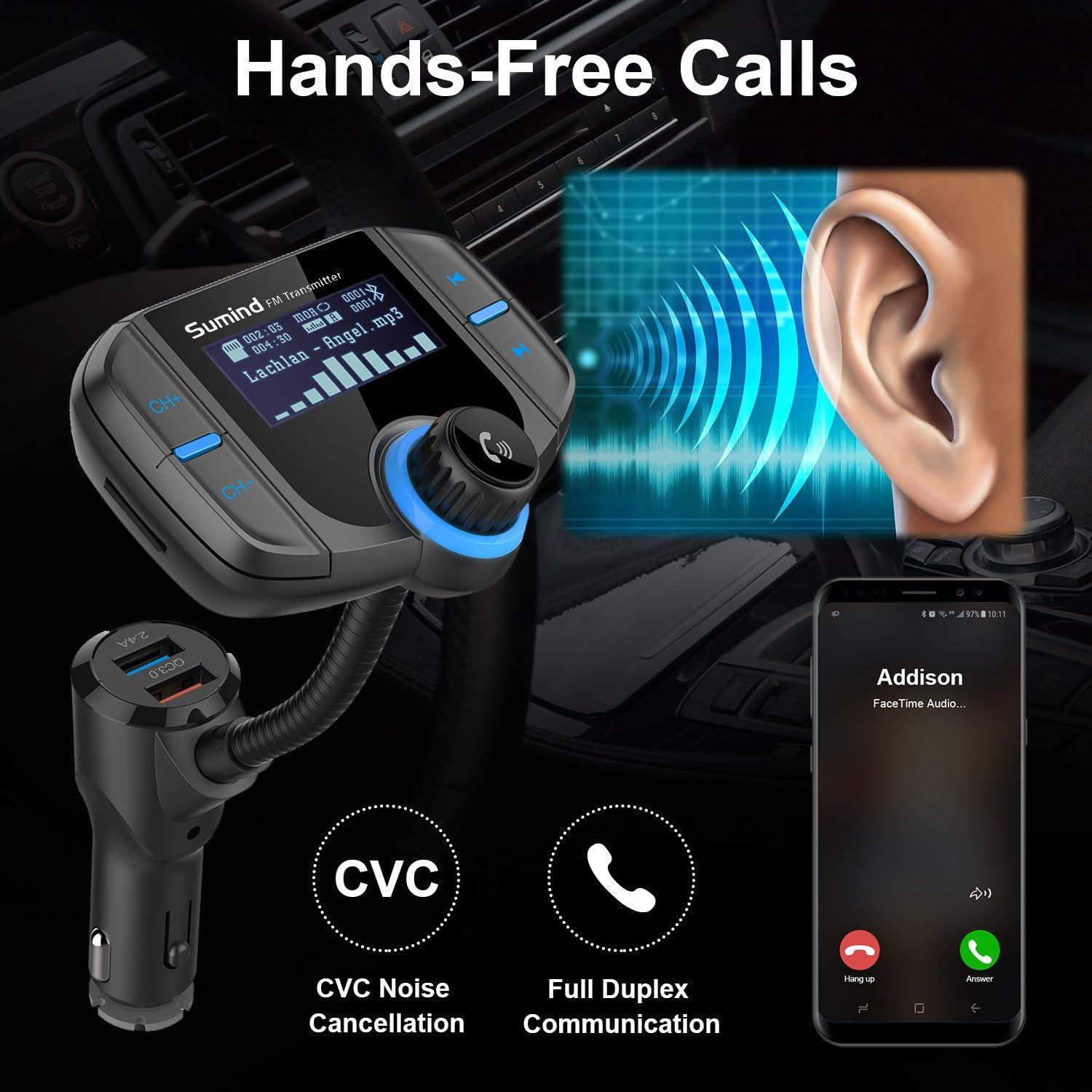 Transmisor FM Bluetooth Sumind BT70B con Pantalla 1.7"