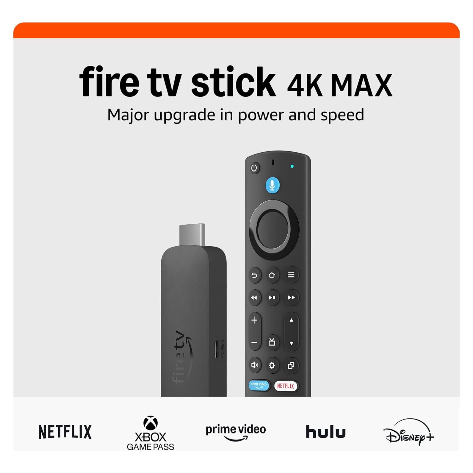 Amazon Fire TV Stick 4K Max streaming device (newest model) with AI-powered Fire TV Search, supports Wi-Fi 6E, free & live TV without cable or satellite