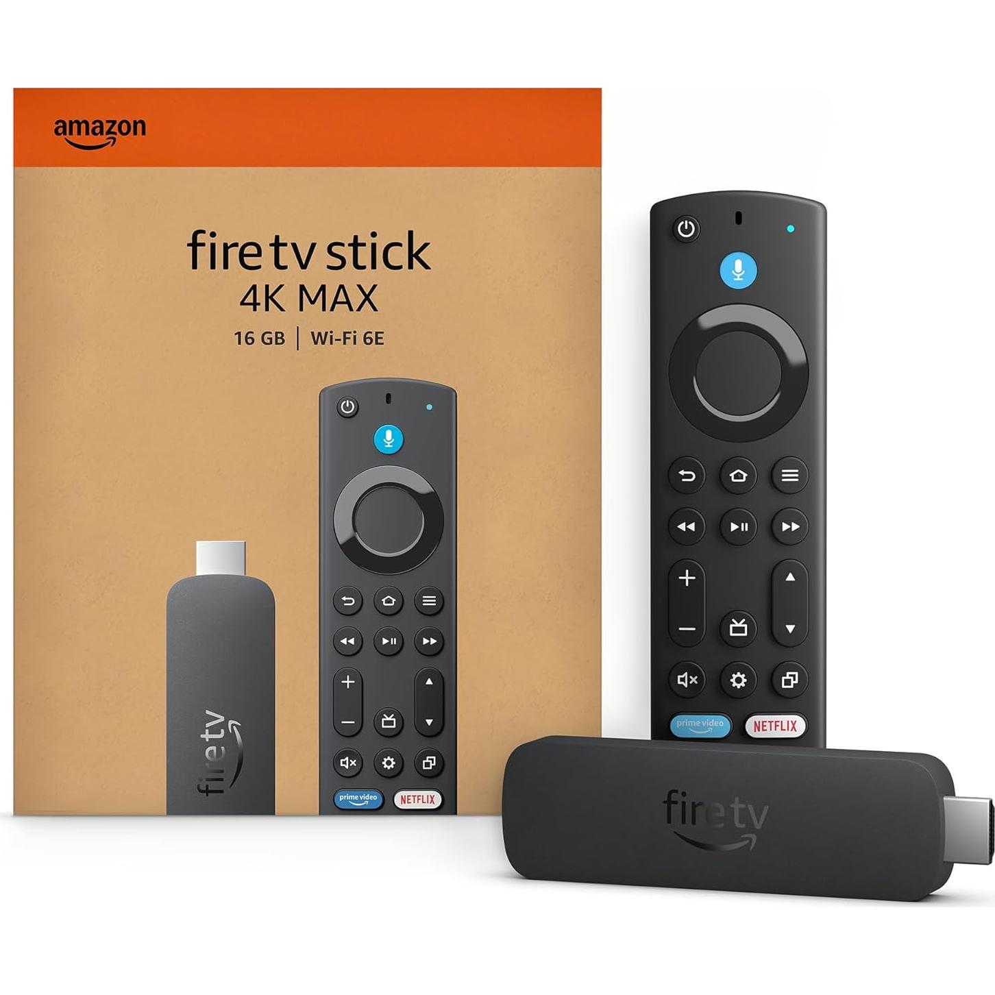 Amazon Fire TV Stick 4K Max streaming device (newest model) with AI-powered Fire TV Search, supports Wi-Fi 6E, free & live TV without cable or satellite