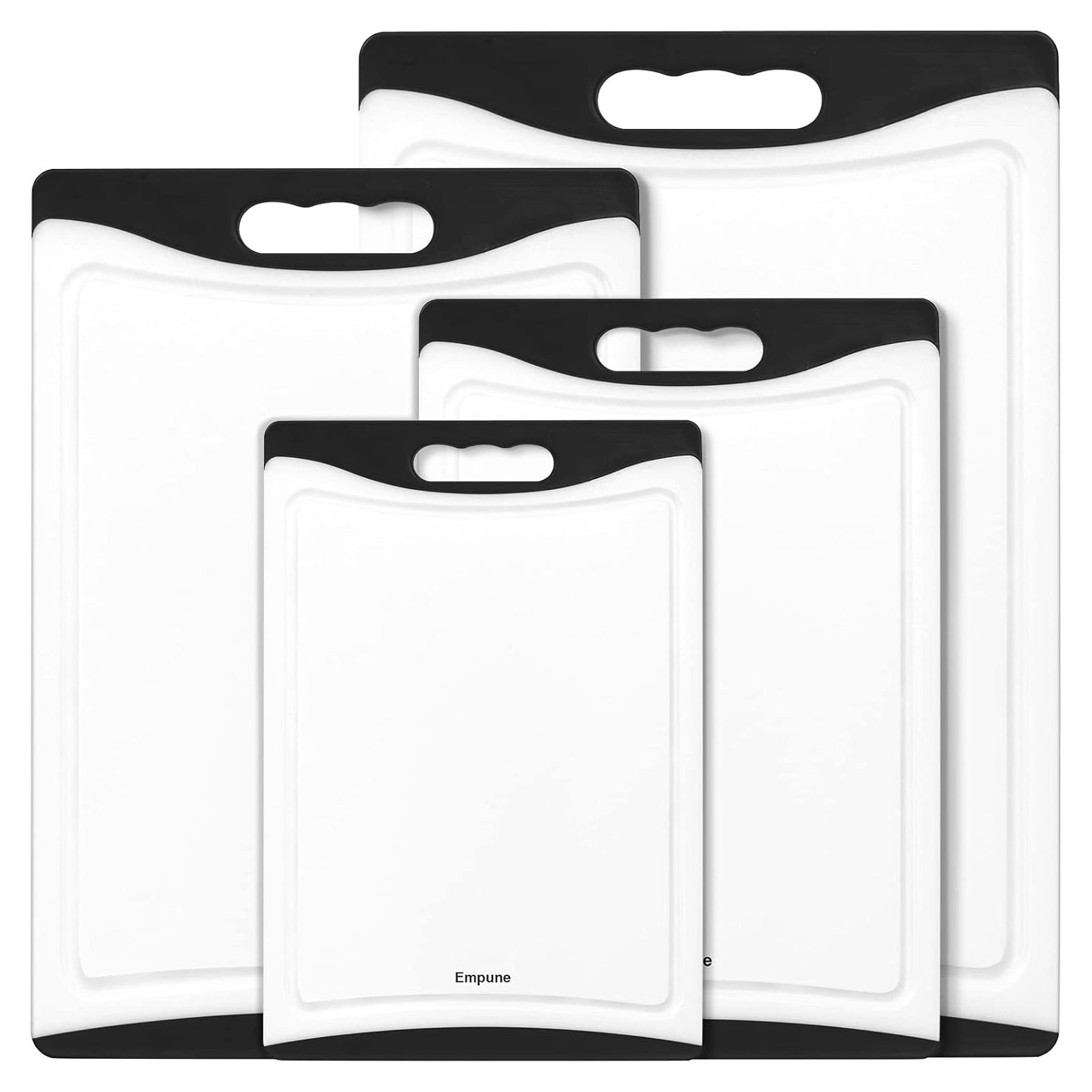 Juego de 4 Tablas de Cortar Empune, Plástico Negro, 43.2x30 cm