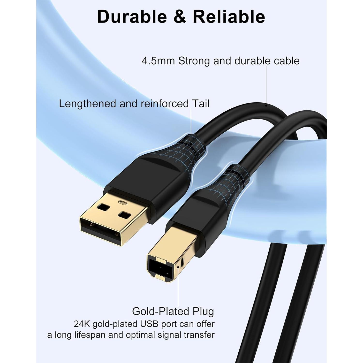 Cable de Impresora USB 2.0 3m HP, Canon, Epson, Brother