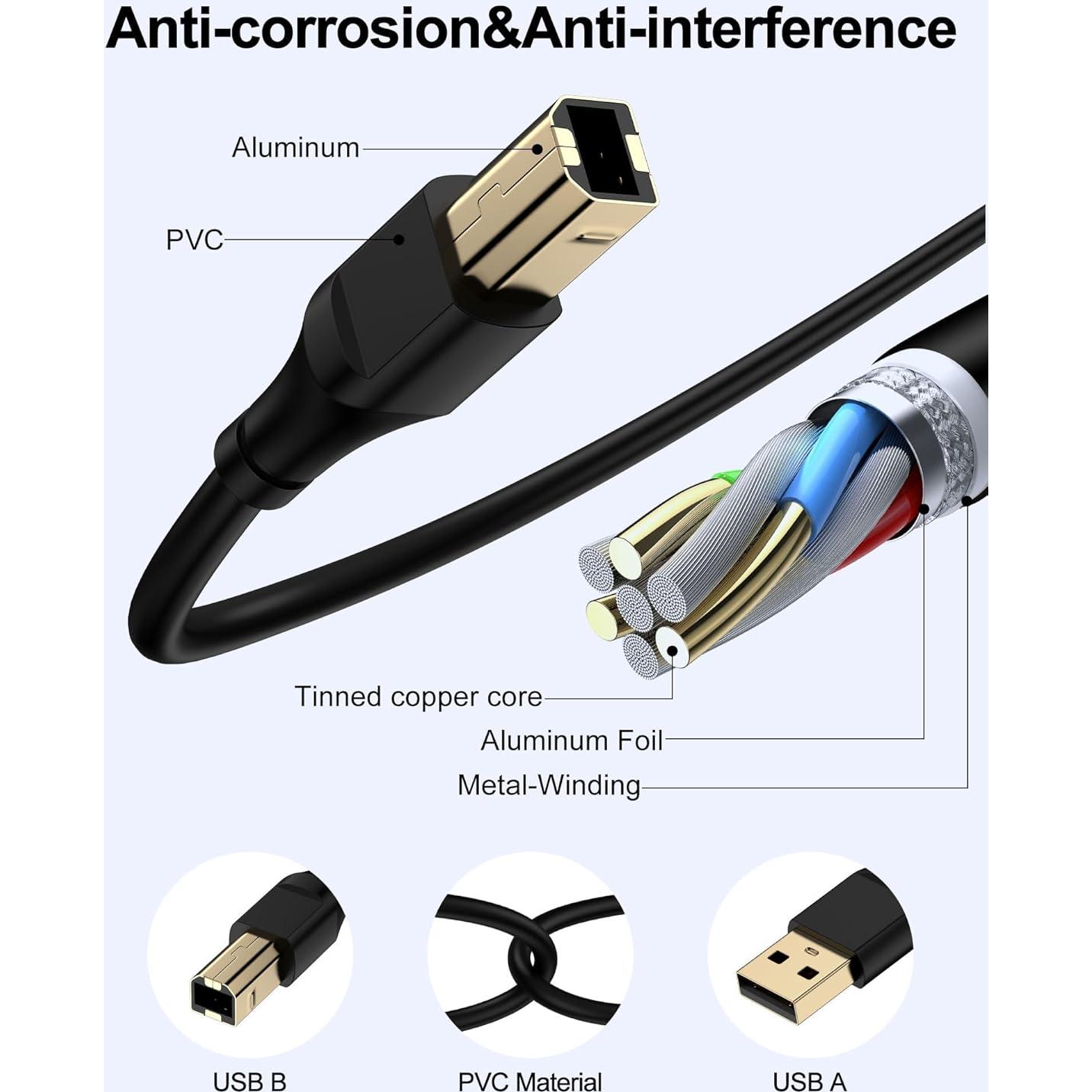 Cable de Impresora USB 2.0 3m HP, Canon, Epson, Brother