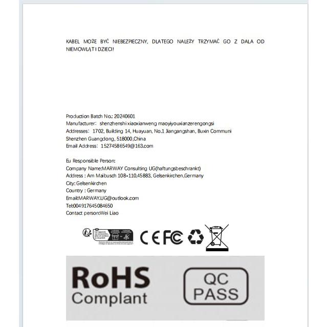 Cable de Extensión USB-C 3M Shenzhenshi 40Gbps 100W 8K