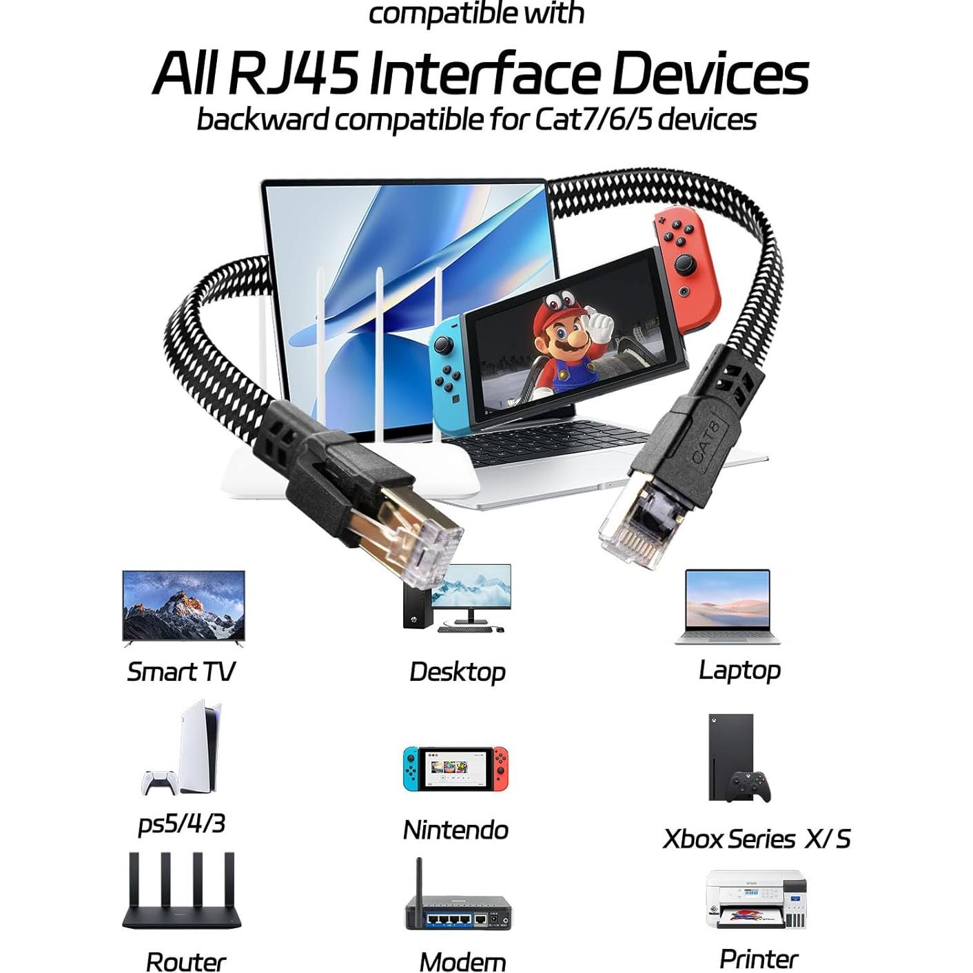 Cable Ethernet Cat 8 7.62 m Ximhun 40Gbps SFTP Blindado