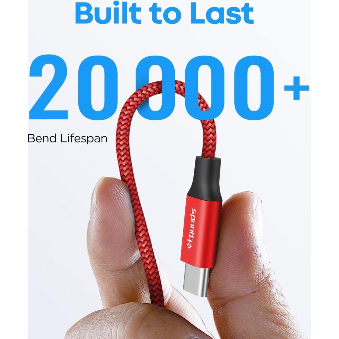 Cable USB A a USB C 6m etguuds Rojo Carga Rápida Trenzado