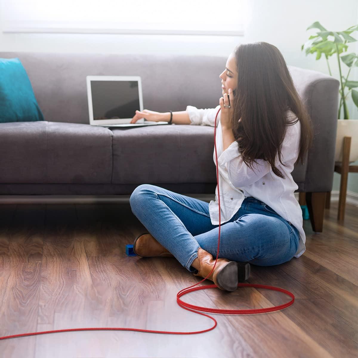 Cable USB A a USB C 6m etguuds Rojo Carga Rápida Trenzado