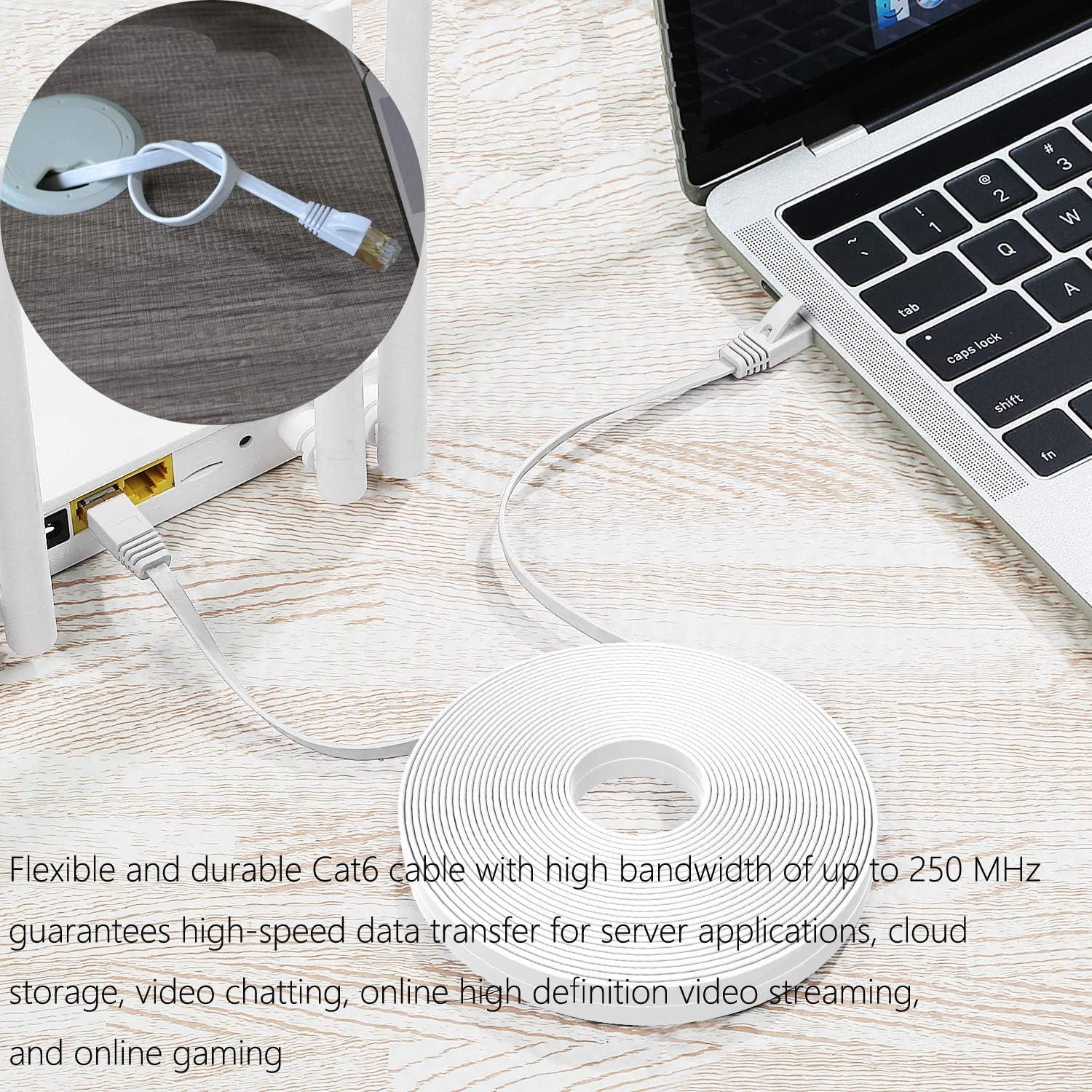 Cable Ethernet Cat 6 Comtelek 45m Plano RJ45 Alta Velocidad