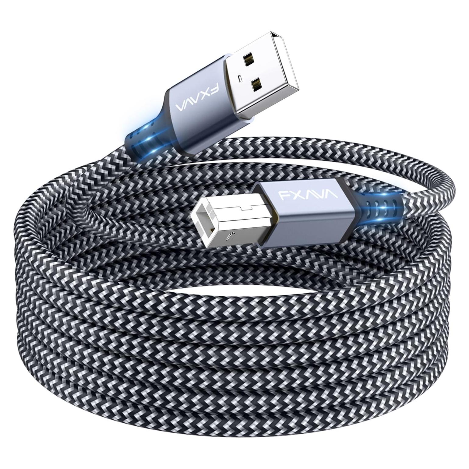 Cable de Impresora USB 2.0 FXAVA 6.1m Nylon Trenzado
