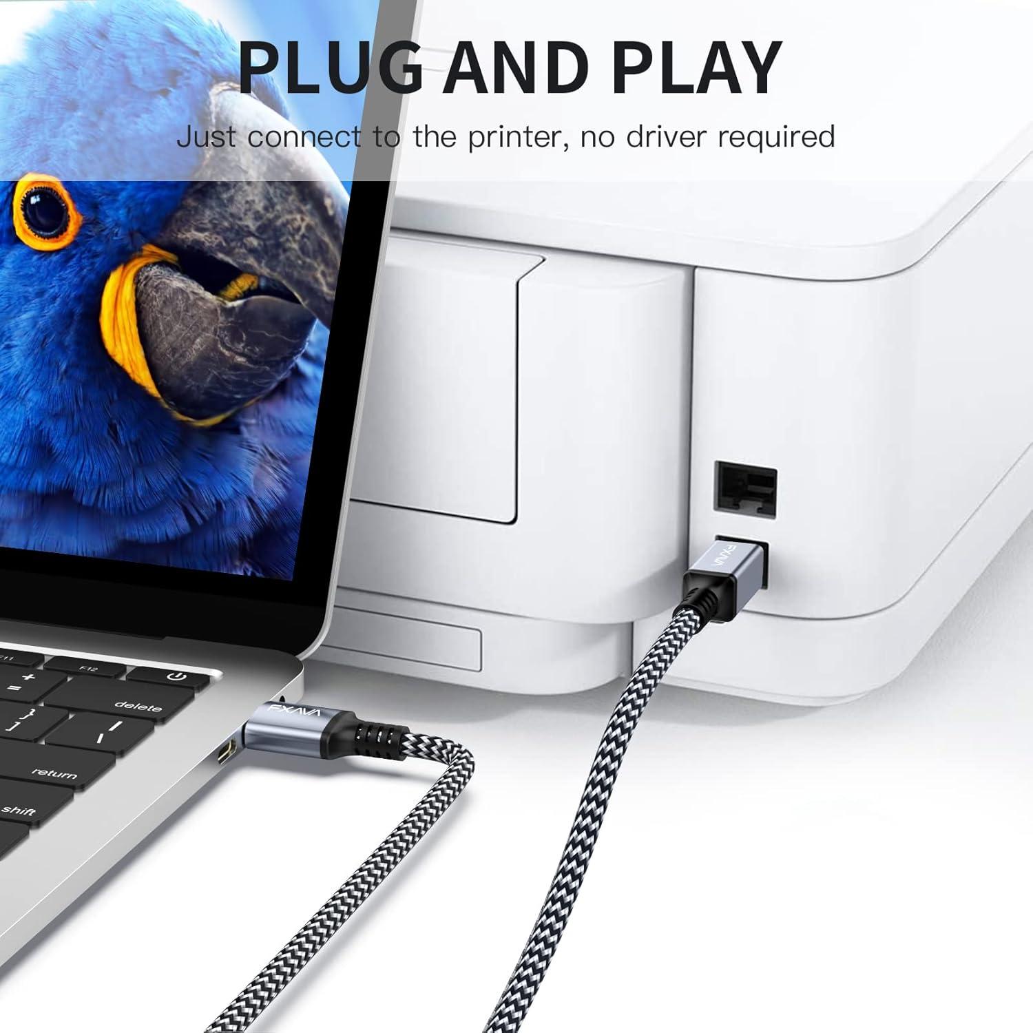 Cable de Impresora USB 2.0 FXAVA 6.1m Nylon Trenzado