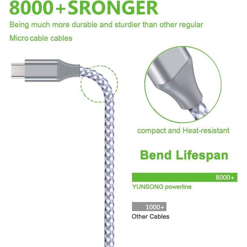 Cable Micro USB Hoblaze 10FT Trenzado Nylon 3 Pack Alta Velocidad