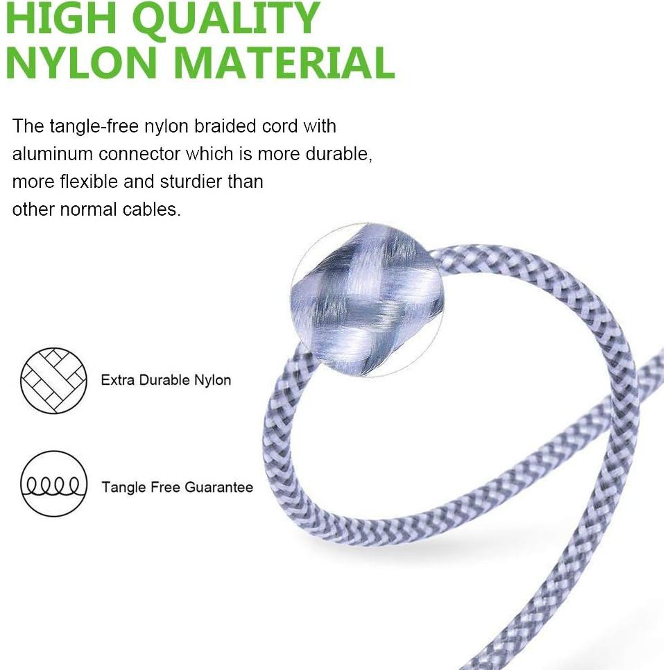 Cable Micro USB Hoblaze 10FT Trenzado Nylon 3 Pack Alta Velocidad