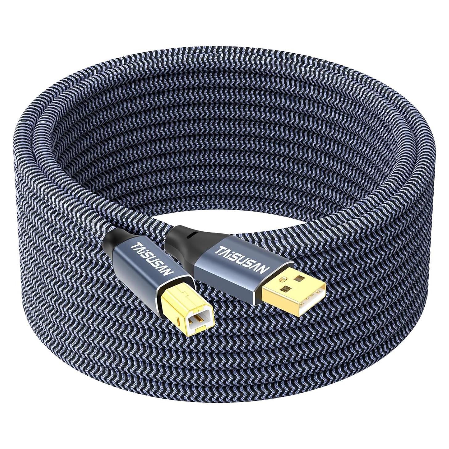 Cable de impresora USB 9.14m TAiSUSAN Tipo A a B Gris